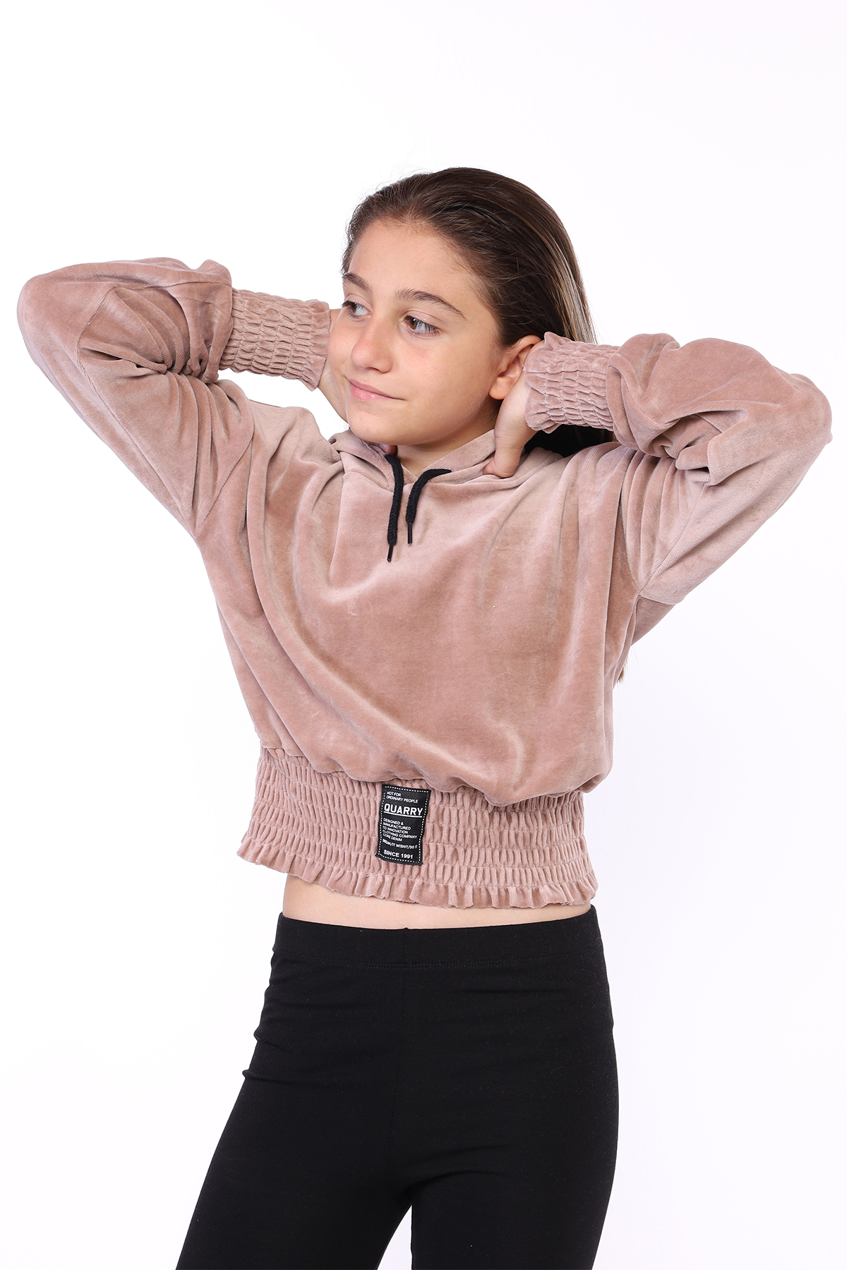 Toontoy Kız Çocuk Kapüşonlu Kadife Sweatshirt