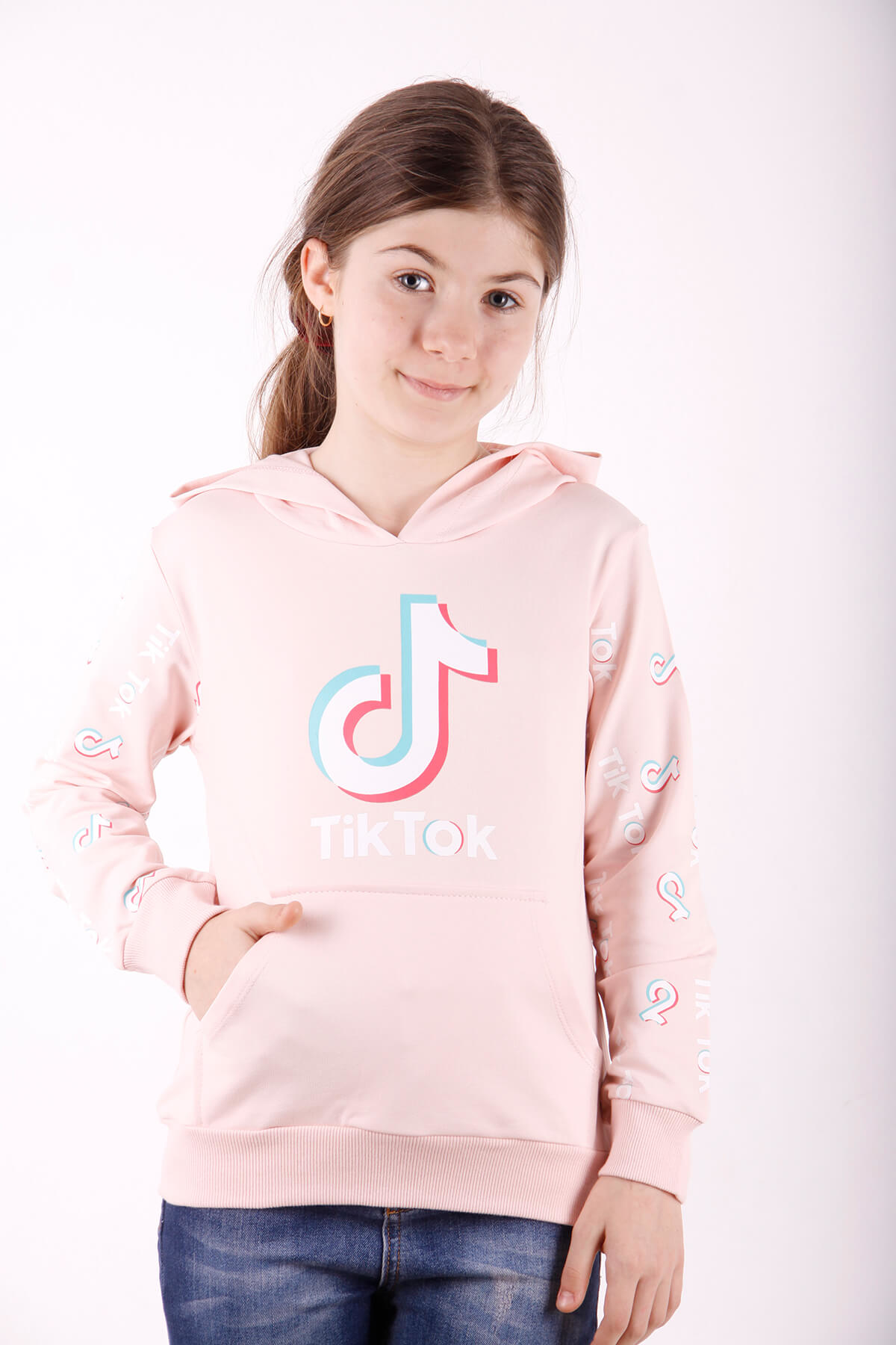 Toontoy Kız Çocuk Cepli Kapüşonlu Sweatshirt