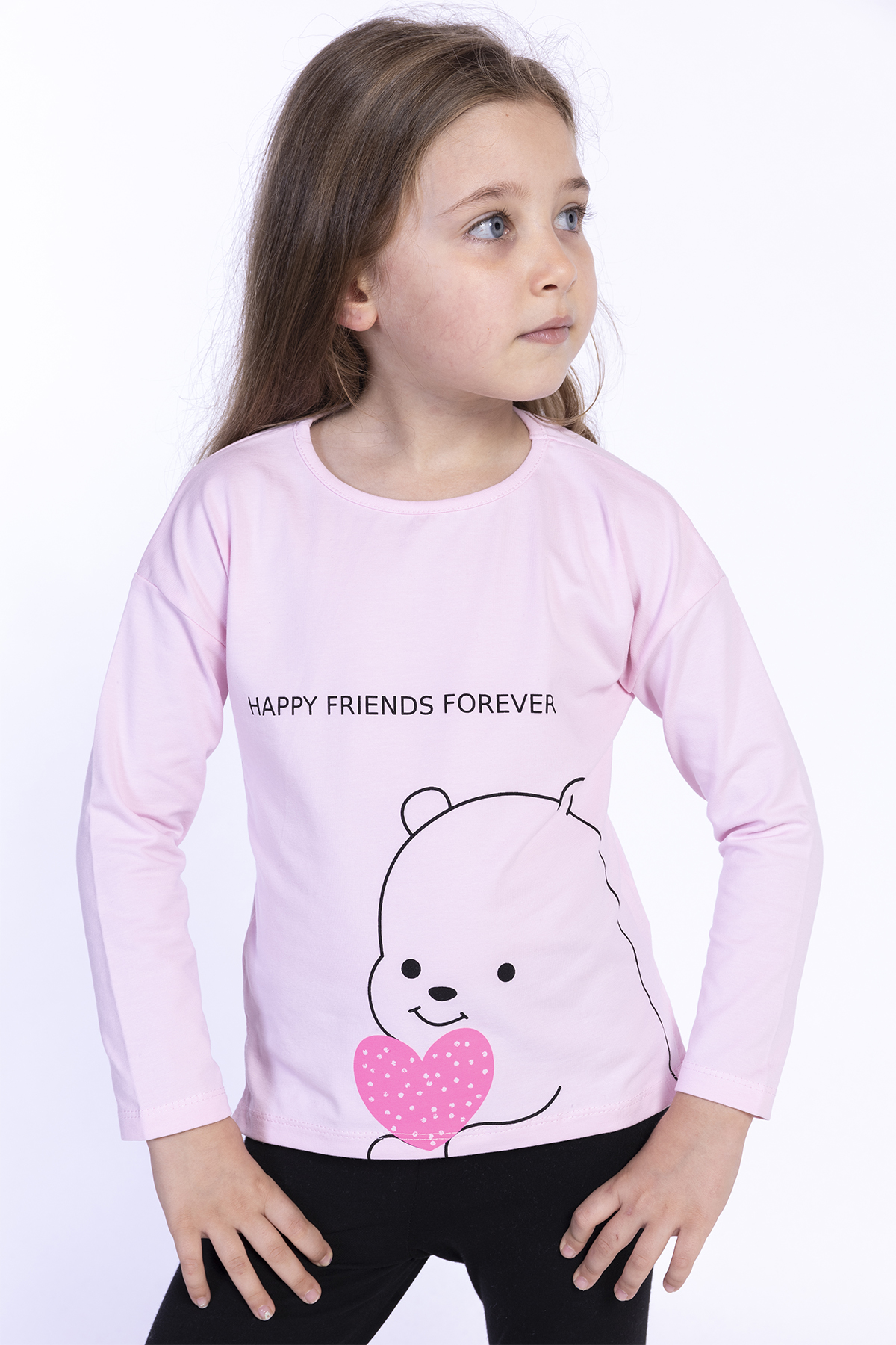 Toontoy Kız Çocuk Happy Frıends  Baskılı Tişört