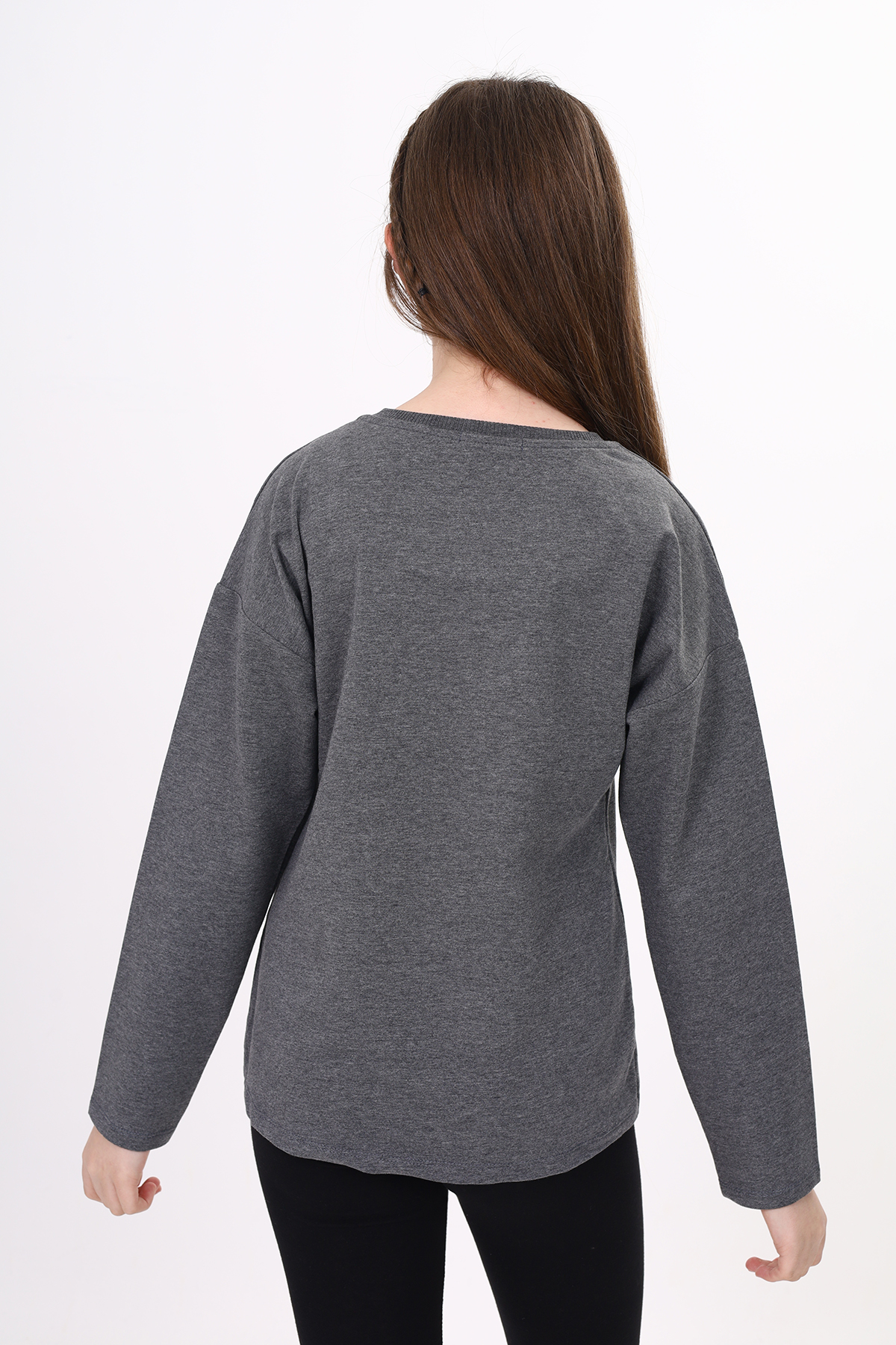 Toontoy Kız Çocuk Cep Üstü Baskılı Sweatshirt