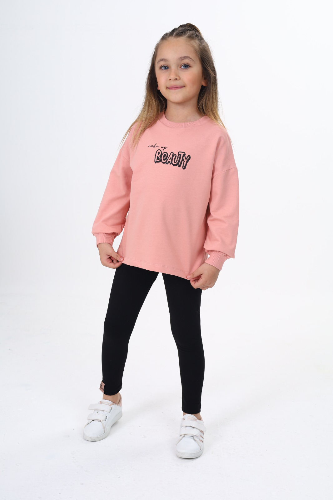 Toontoy Kız Çocuk  Beauty Baskılı Taytlı Takım