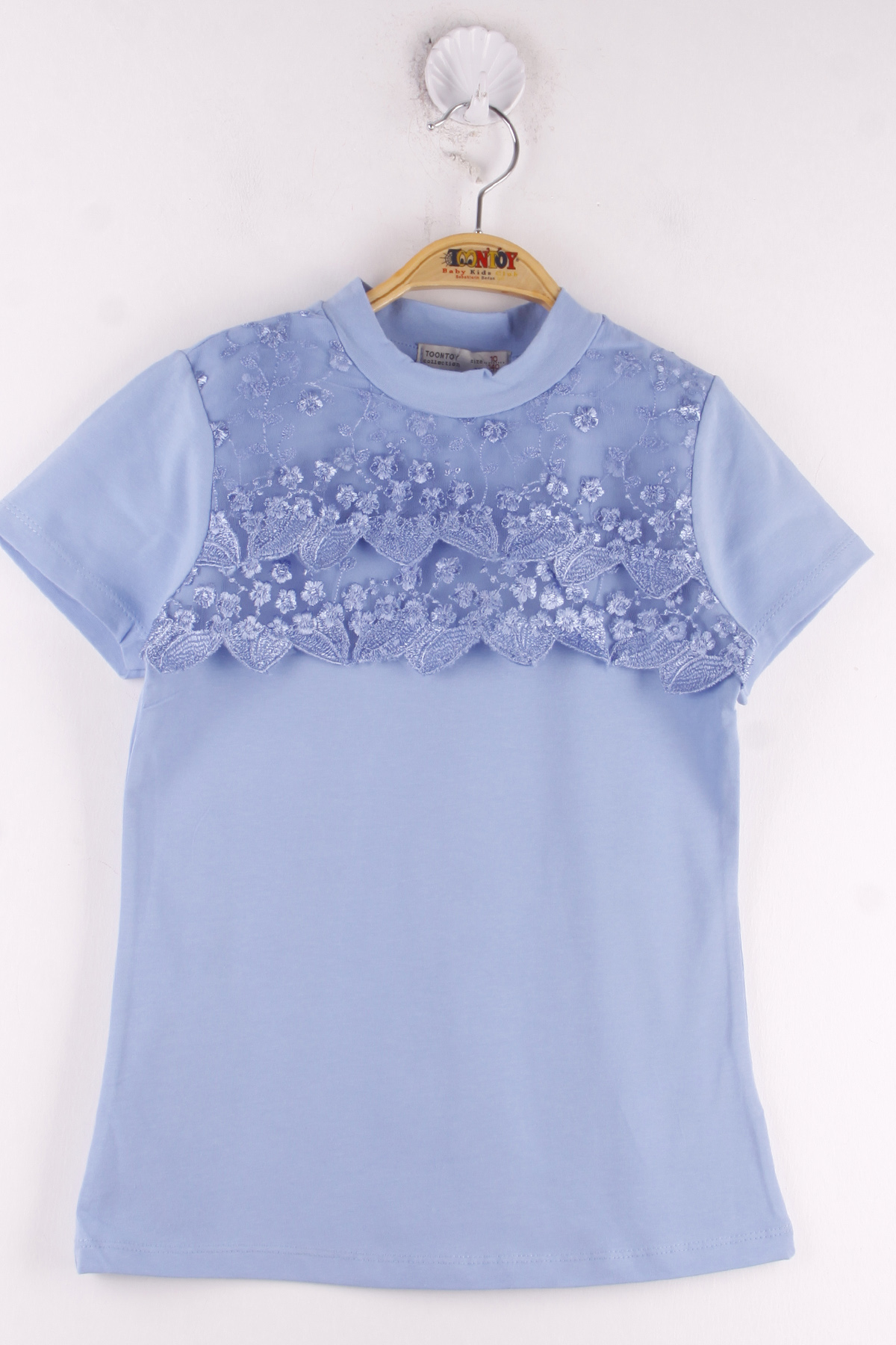 Toontoy Kız Çocuk Önü Dantelli T-Shirt