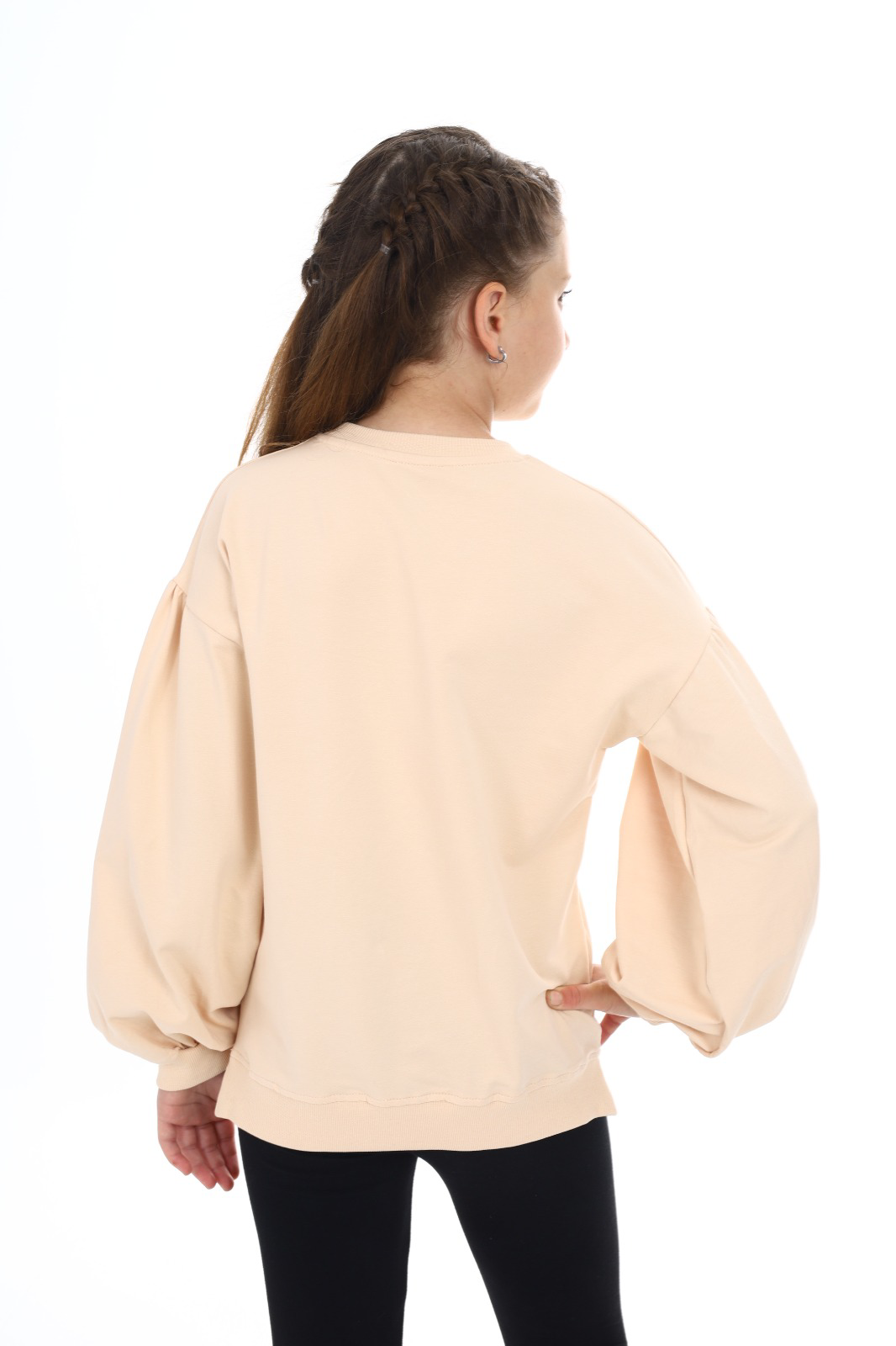 Toontoy Kız Çocuk Kolları Balon Okul Sweatshirt