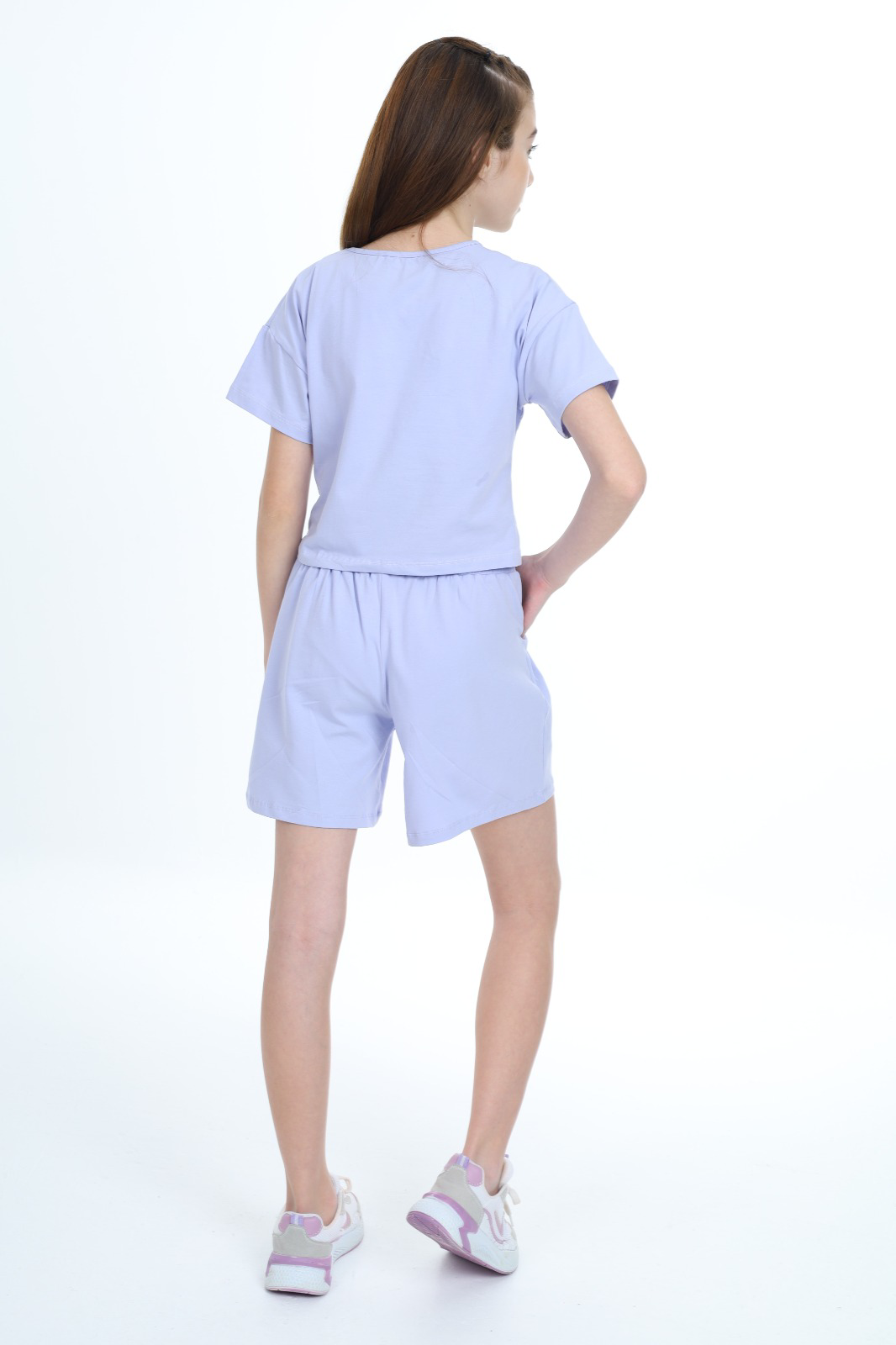 Toontoy  Kız Çocuk Crop Aloha Yazı Baskılı Şortlu Takım