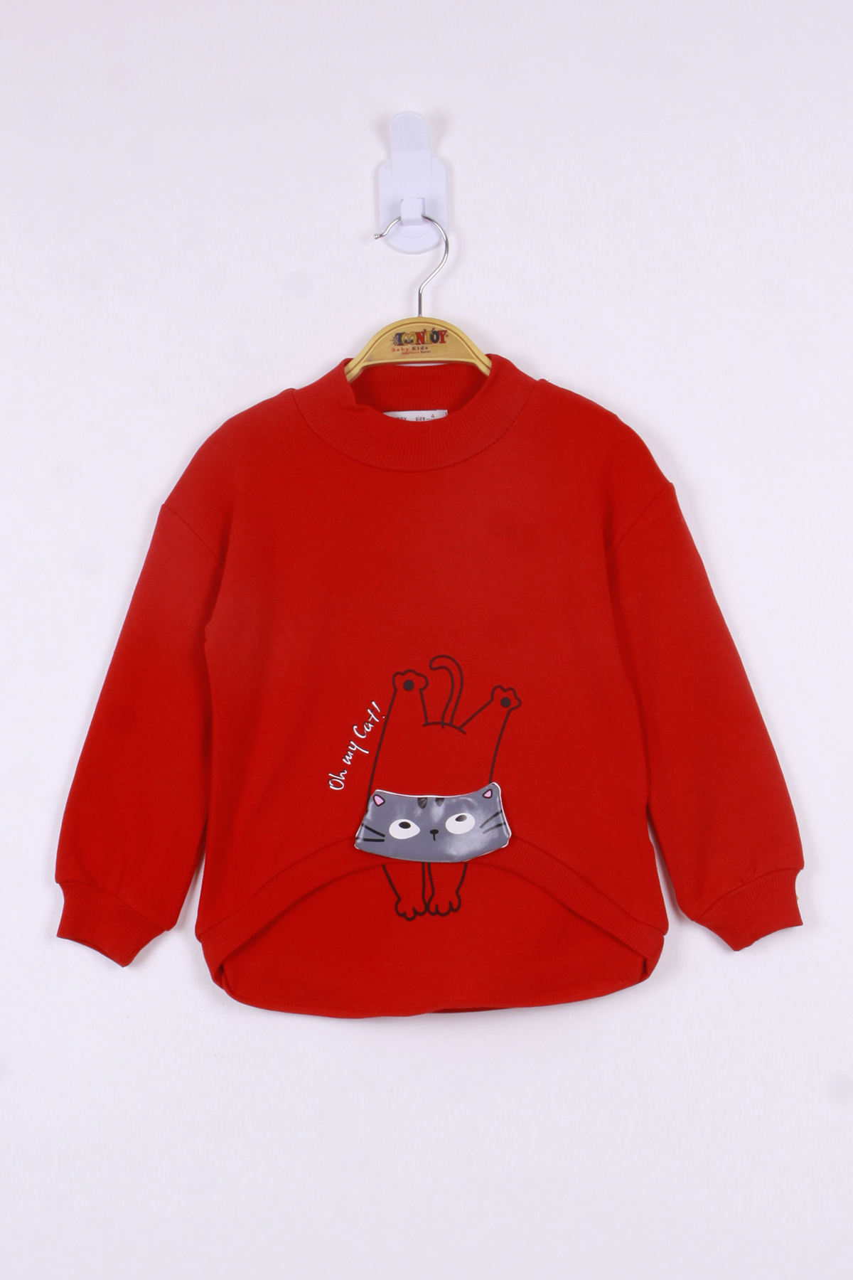 Toontoy Kız Çocuk Kedi Baskılı Sweatshirt