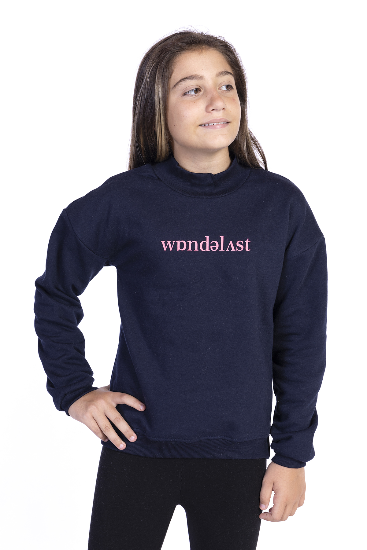 Toontoy Kız Çocuk Balıkçı Yaka Sweatshirt