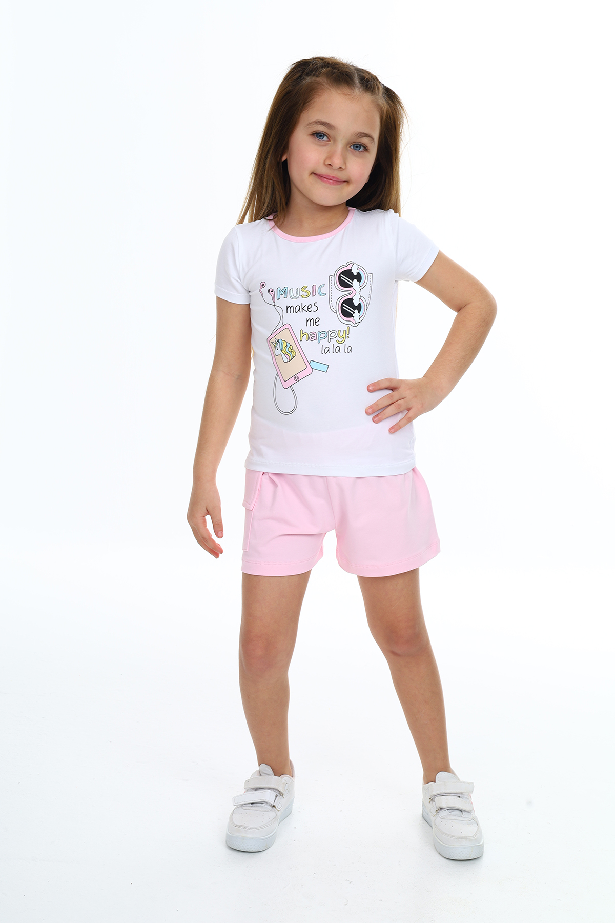 Toontoy  Kız Çocuk Mucıs Makes Me Happy  Baskılı Şortlu Takım