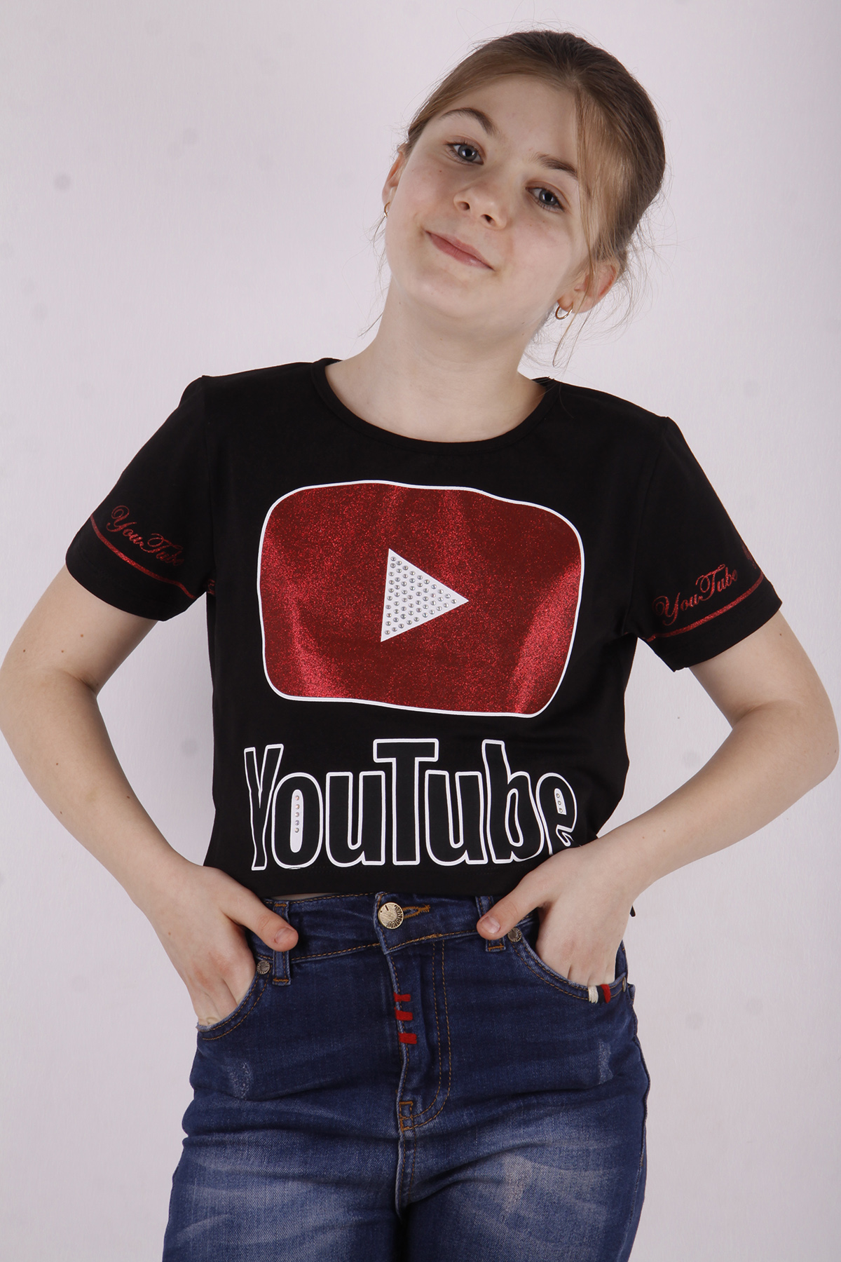 Toontoy Kız Çocuk YouTube Baskılı Tişört