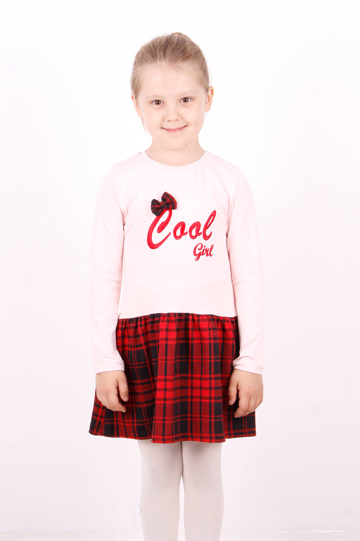 Toontoy Kız Çocuk Cool Yazı Nakışlı Elbise