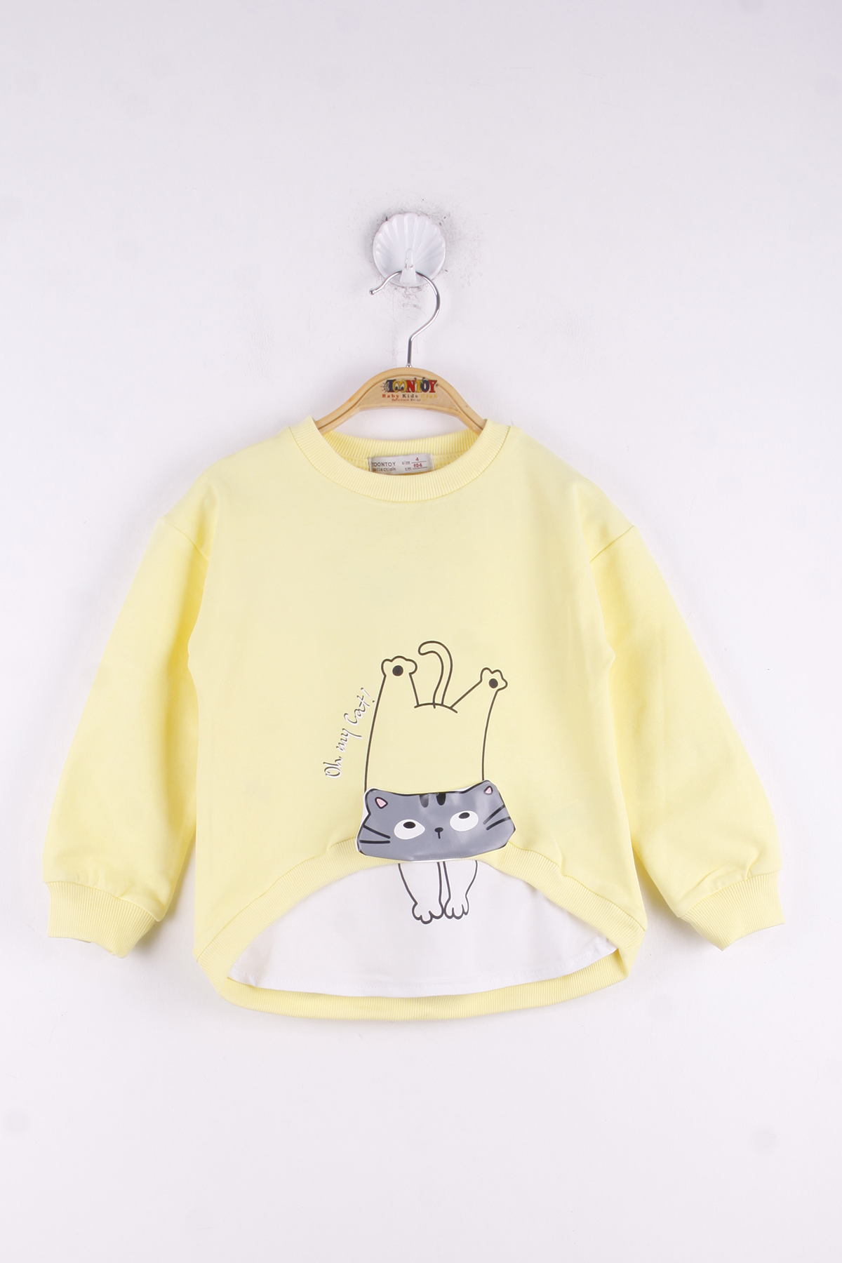 Toontoy Kız Çocuk Kedi Baskılı Sweatshirt