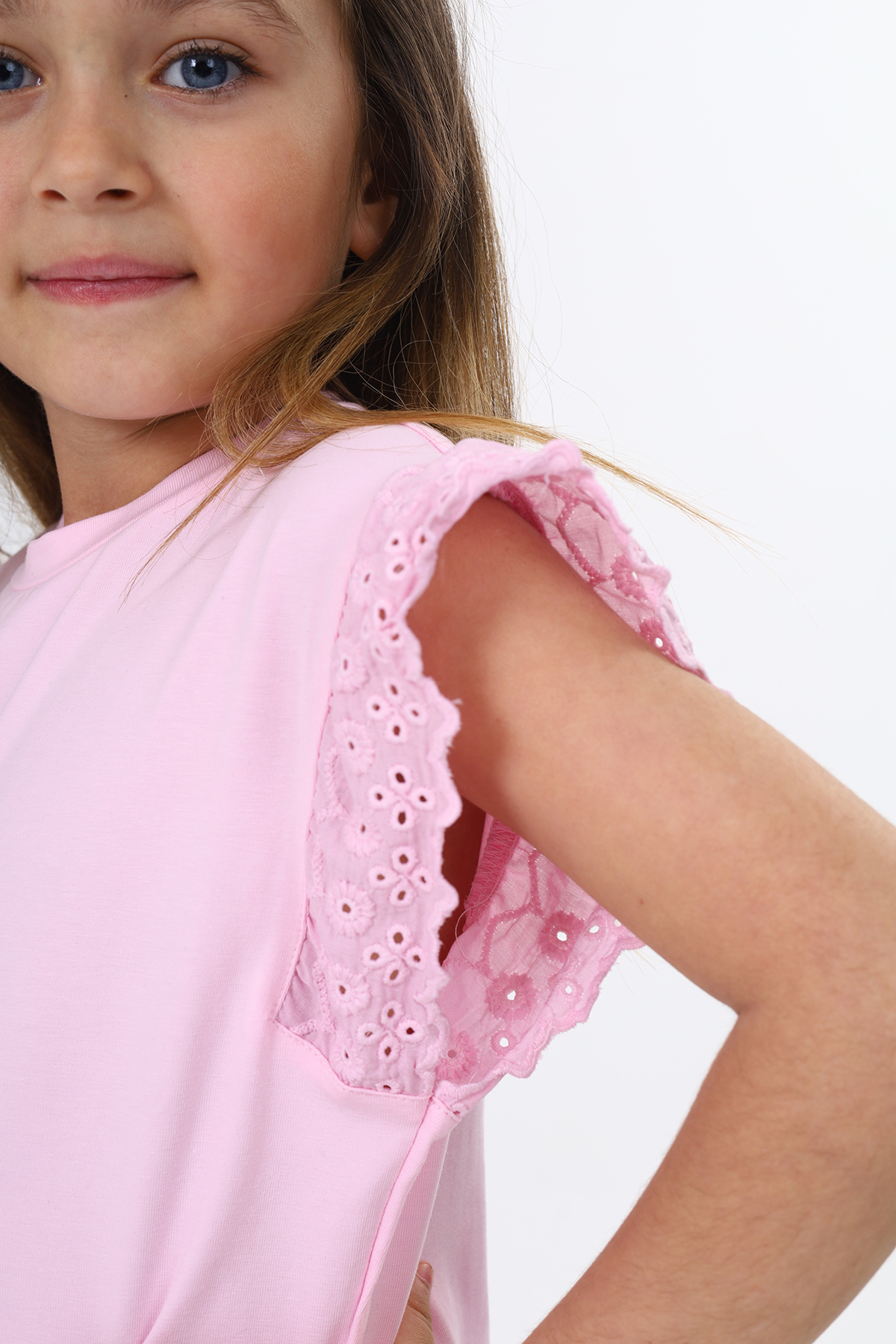 Toontoy Kız Çocuk Kol Güpür Detaylı Kaprili Takım