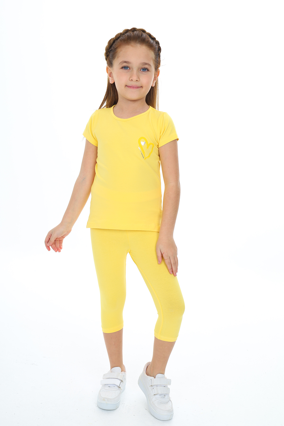 Toontoy Kız Çocuk Varaklı Kalp Baskılı Kaprili Takım