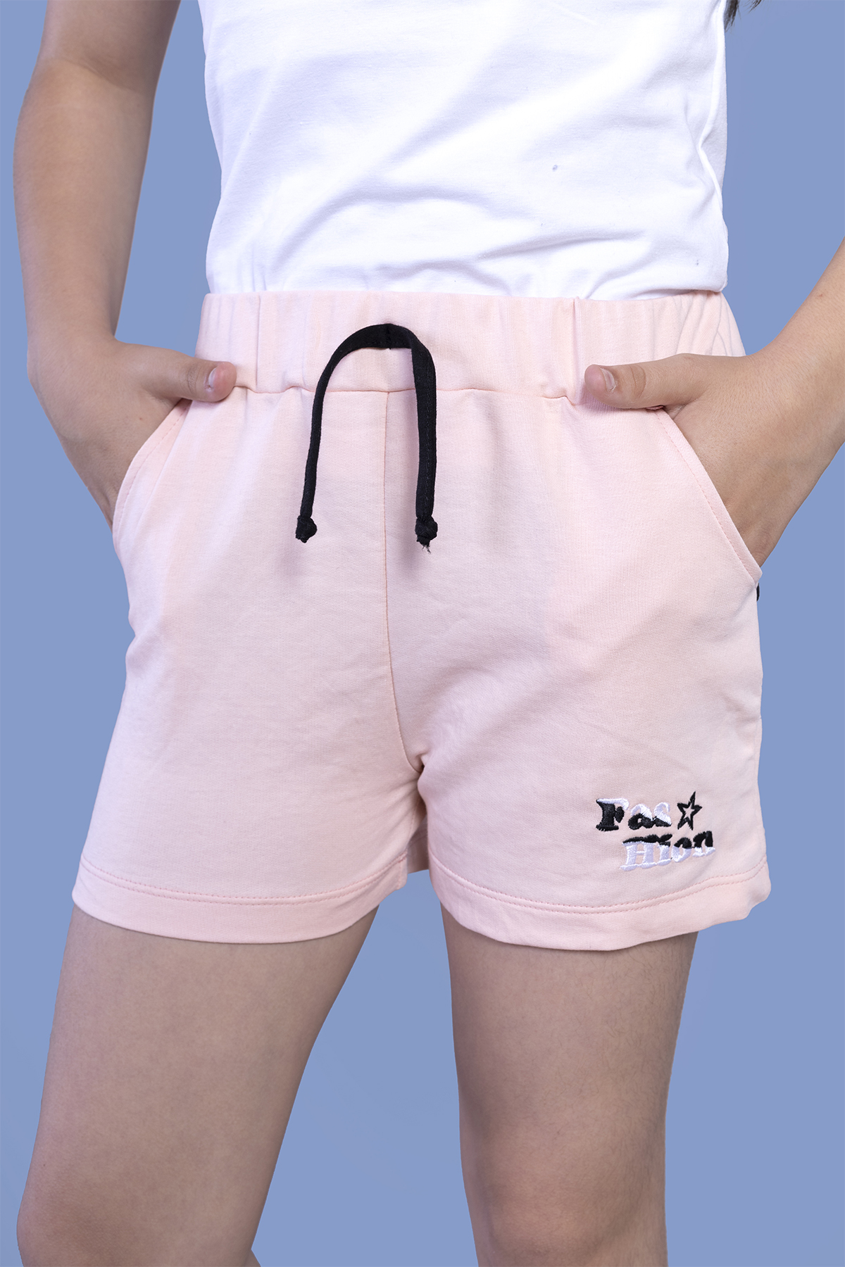 Toontoy  Kız Çocuk İki Yanı Cepli Arkası Baskı Detaylı Şort