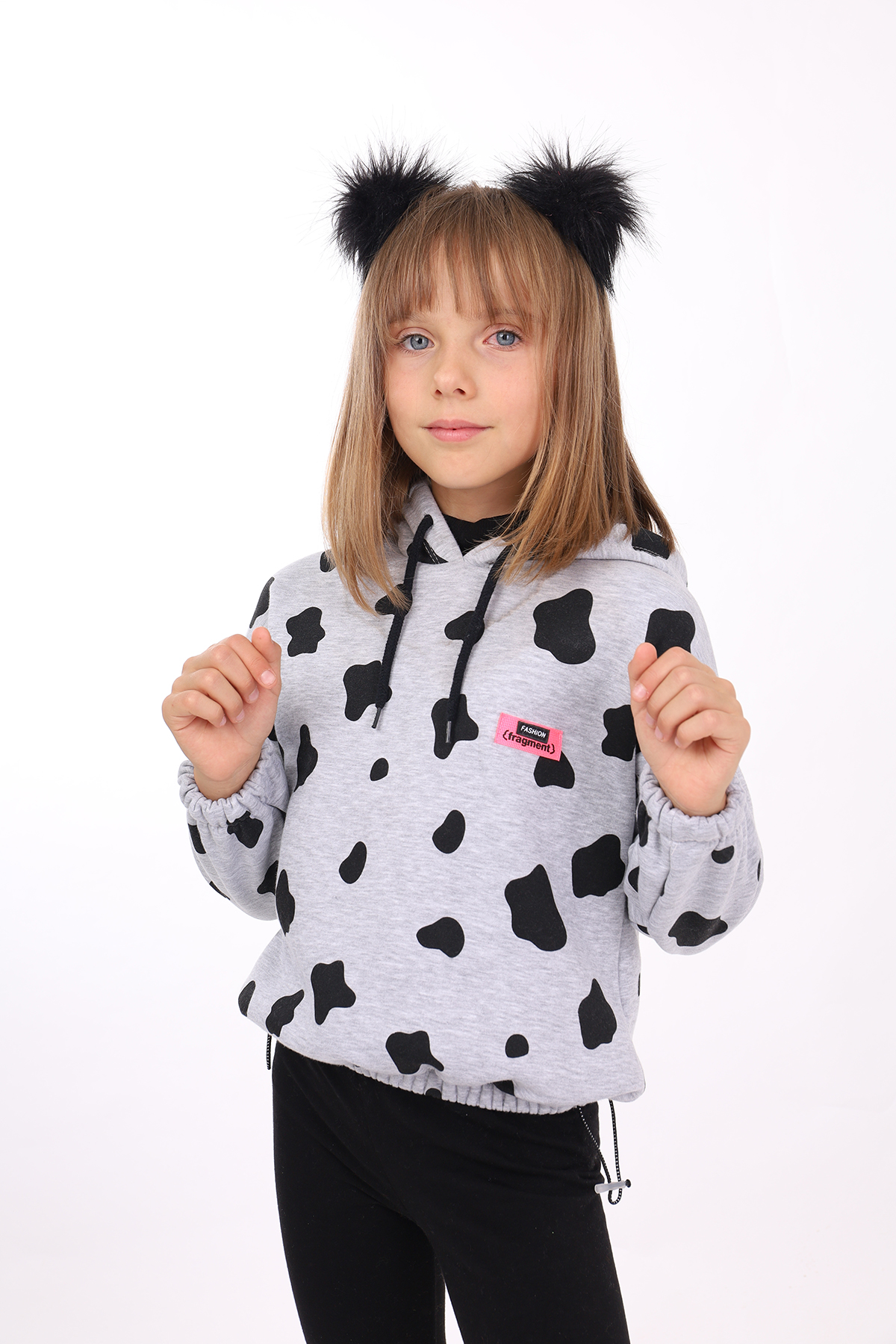 Toontoy Kız Çocuk Komple İnek Baskılı Sweatshirt