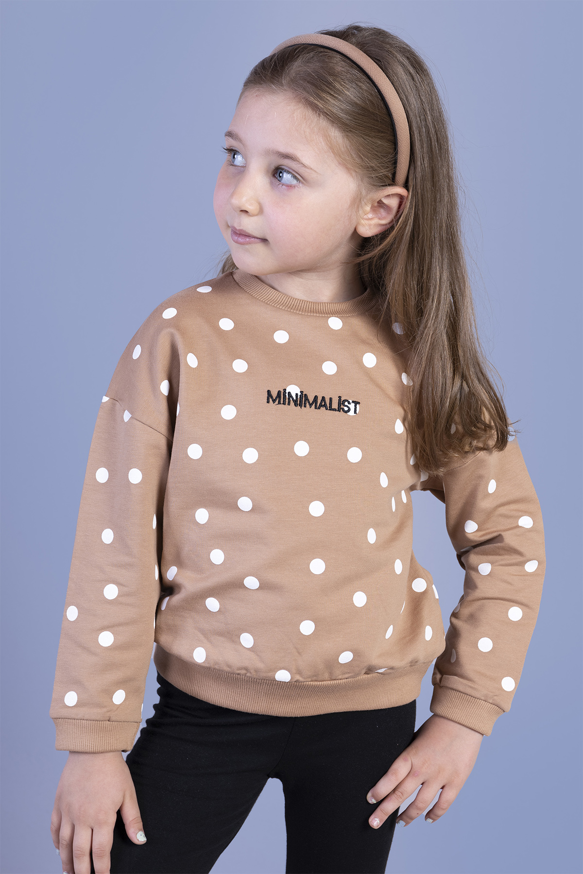 Toontoy Kız Çocuk Puantiye Desenli Sweatshirt