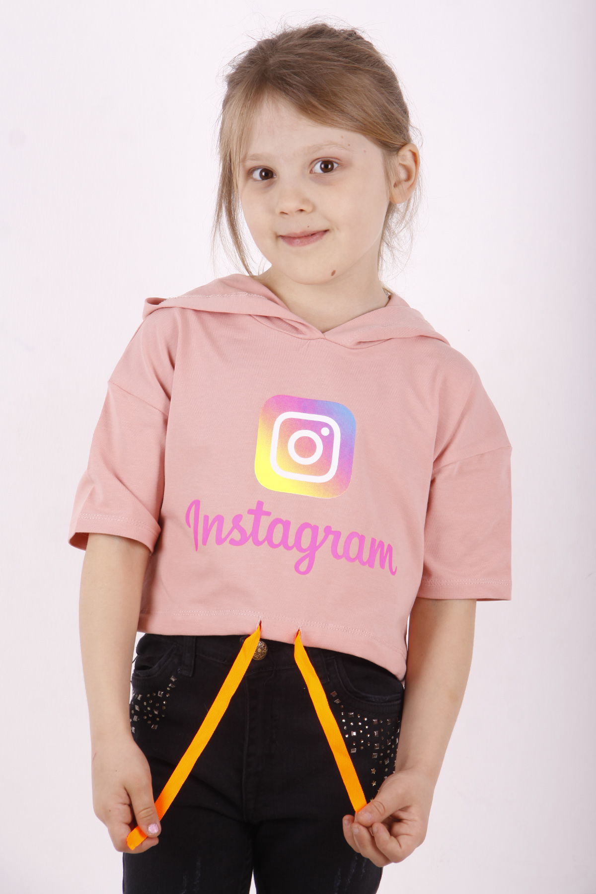 Toontoy Kız Çocuk Instagram Baskılı Kapüşonlu Tişört