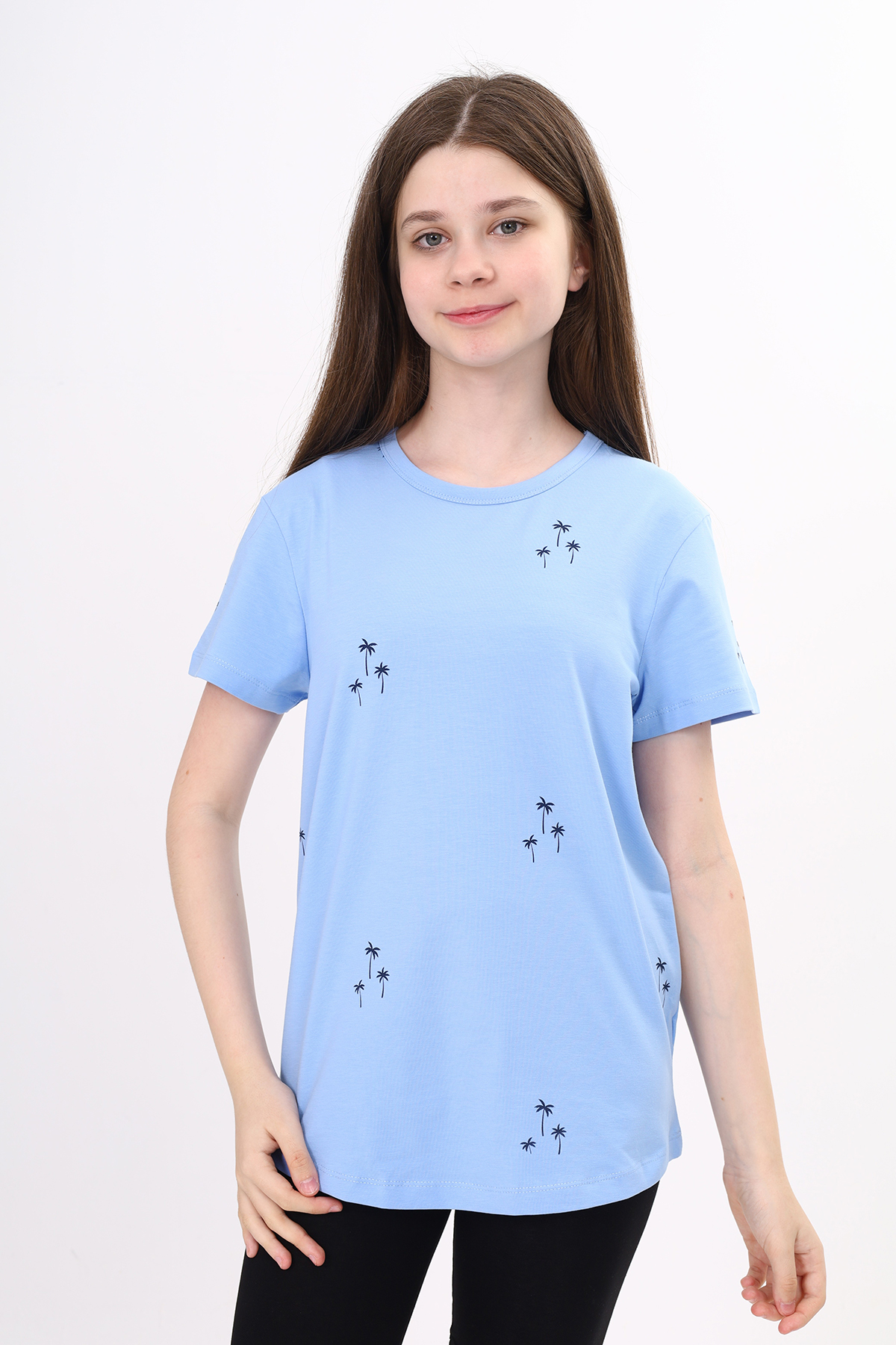 Toontoy Kız Çocuk Palmiye Baskılı Tişört