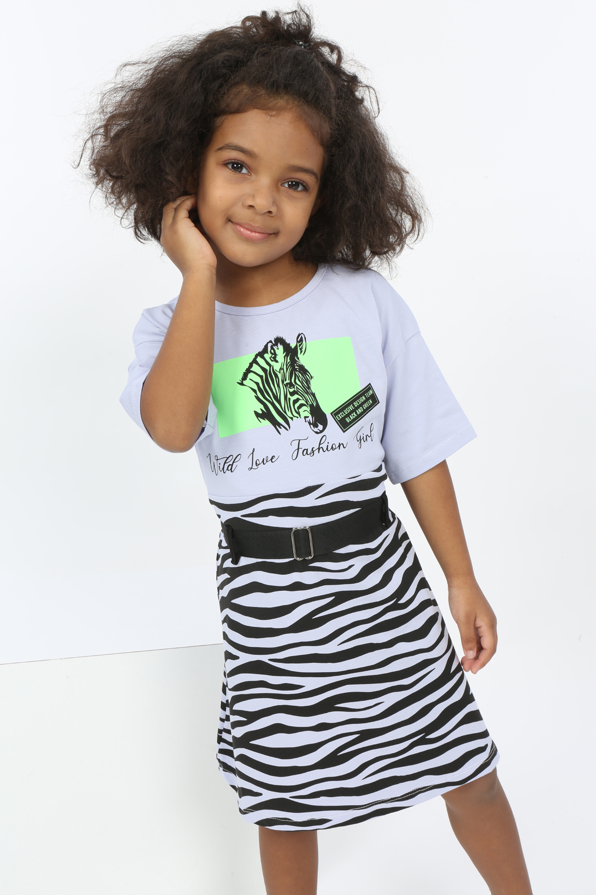 Toontoy Kız Çocuk Zebra Baskılı Elbise