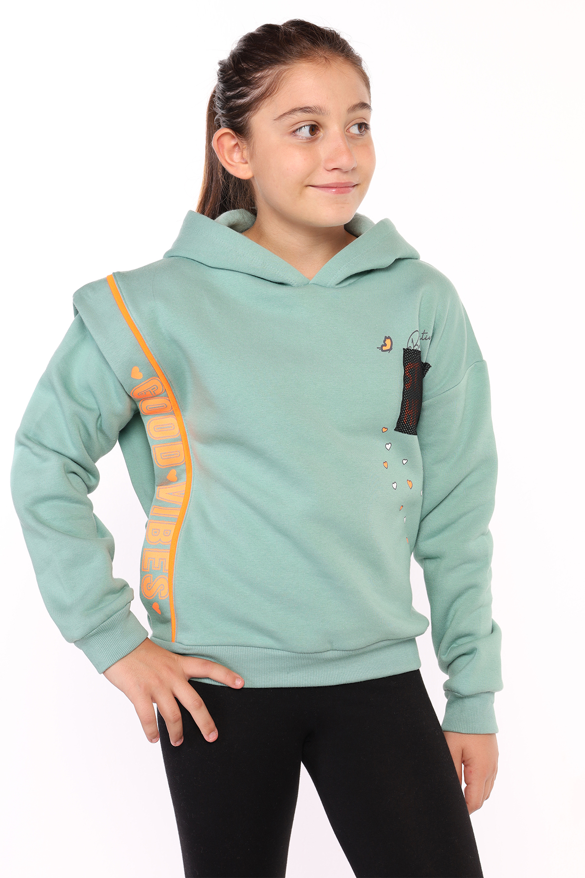 Toontoy Kız Çocuk İçi Pamuklu Baskılı Sweatshirt