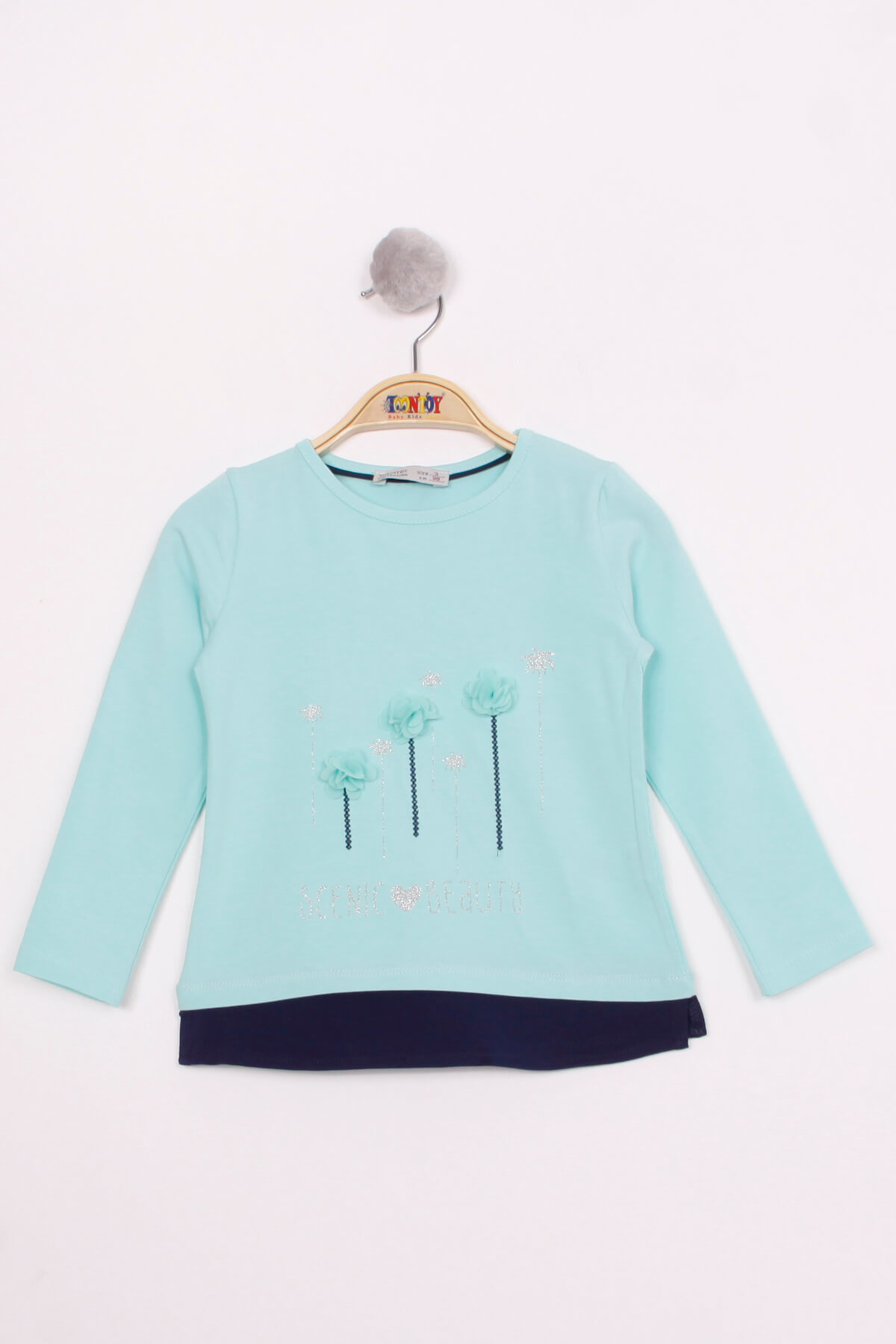 Toontoy Kız Çocuk Çiçek Aksesuarlı T-Shirt