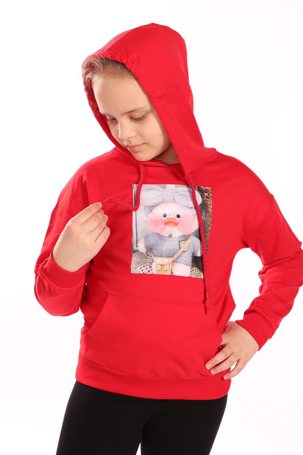 Toontoy Kız Çocuk  Ördek Baskılı Sweatshirt
