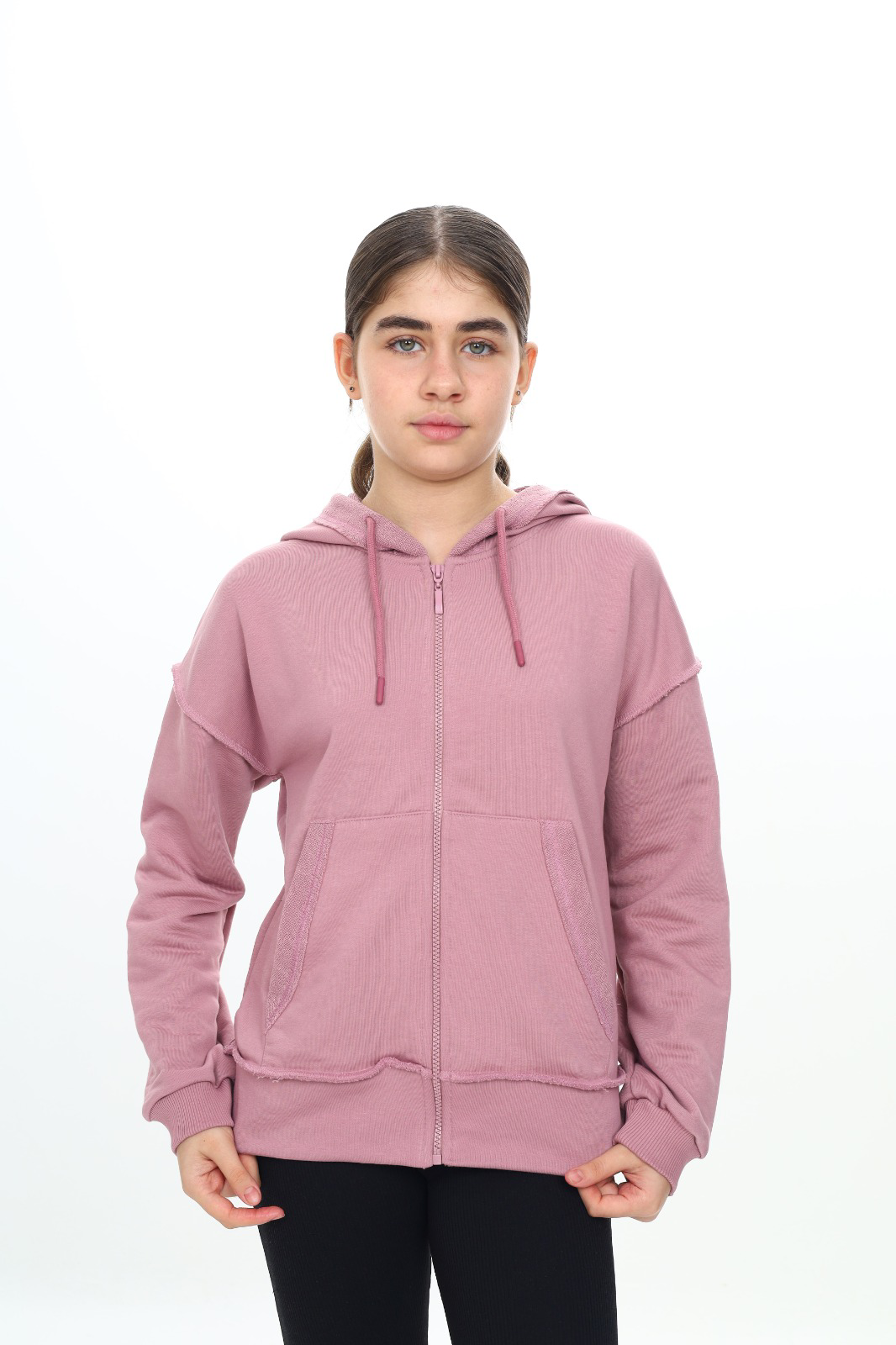 Toontoy  Kız Çocuk  Kirli Dikişli Kapüşonlu Hırka