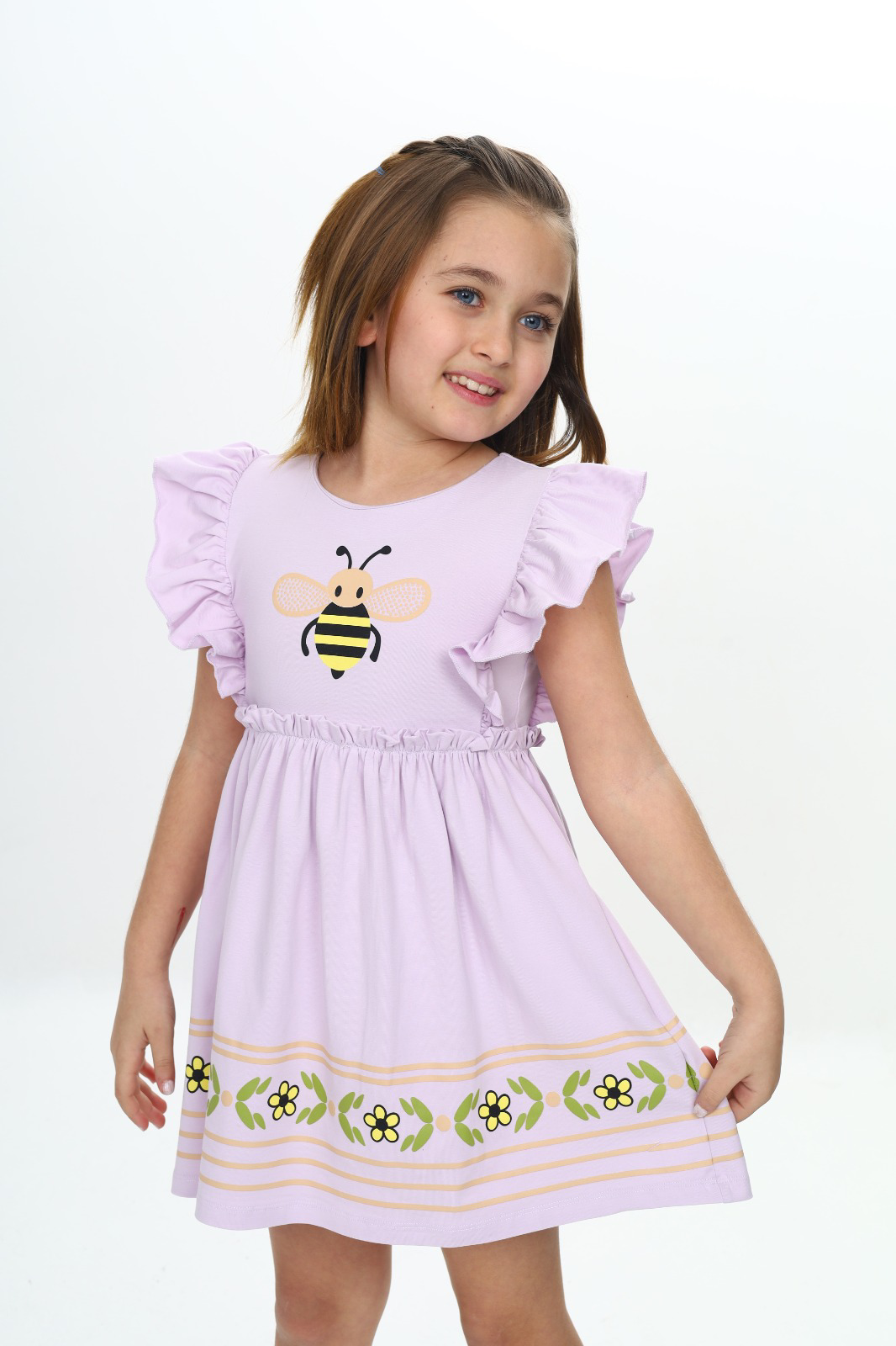 Toontoy Kız Çocuk Arı Baskılı Elbise