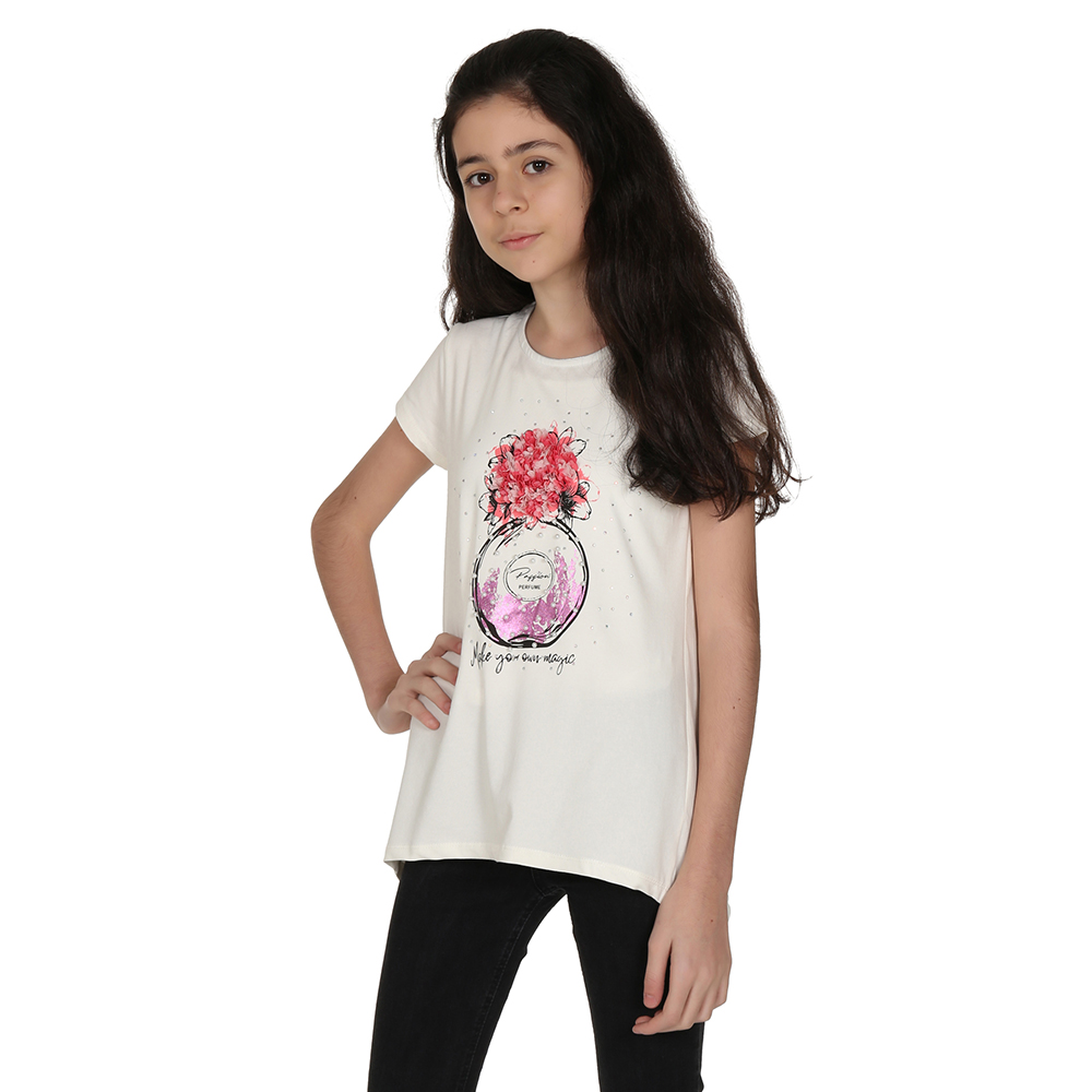 Toontoy Kız Çocuk Parfüm Nakışlı T-Shirt