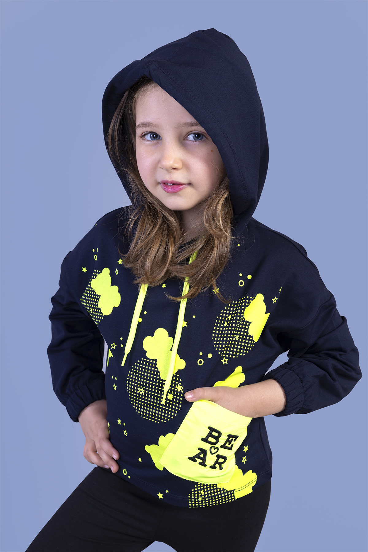 Toontoy Kız Çocuk Cep Detaylı Baskılı Sweatshirt