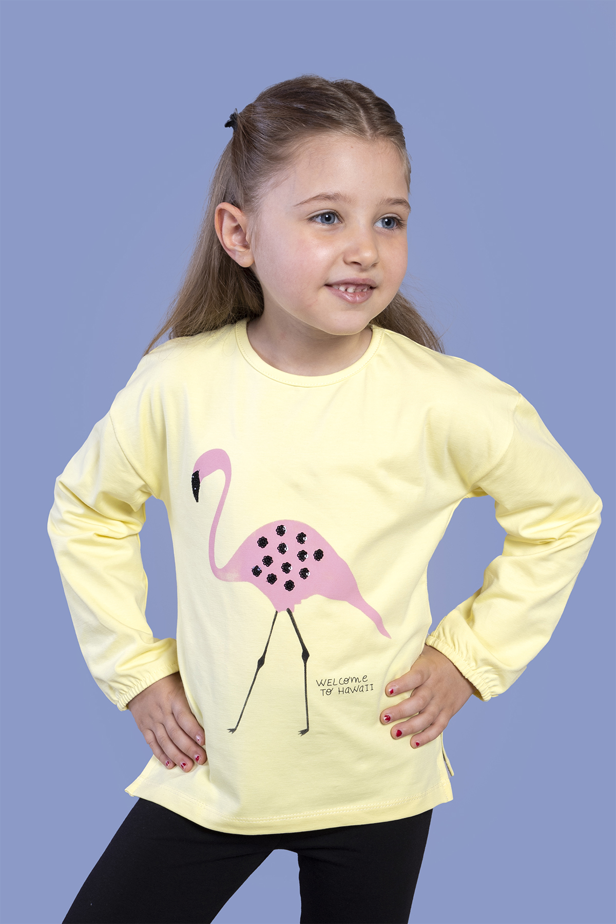 Toontoy Kız Çocuk Flamingo Baskılı Tişört
