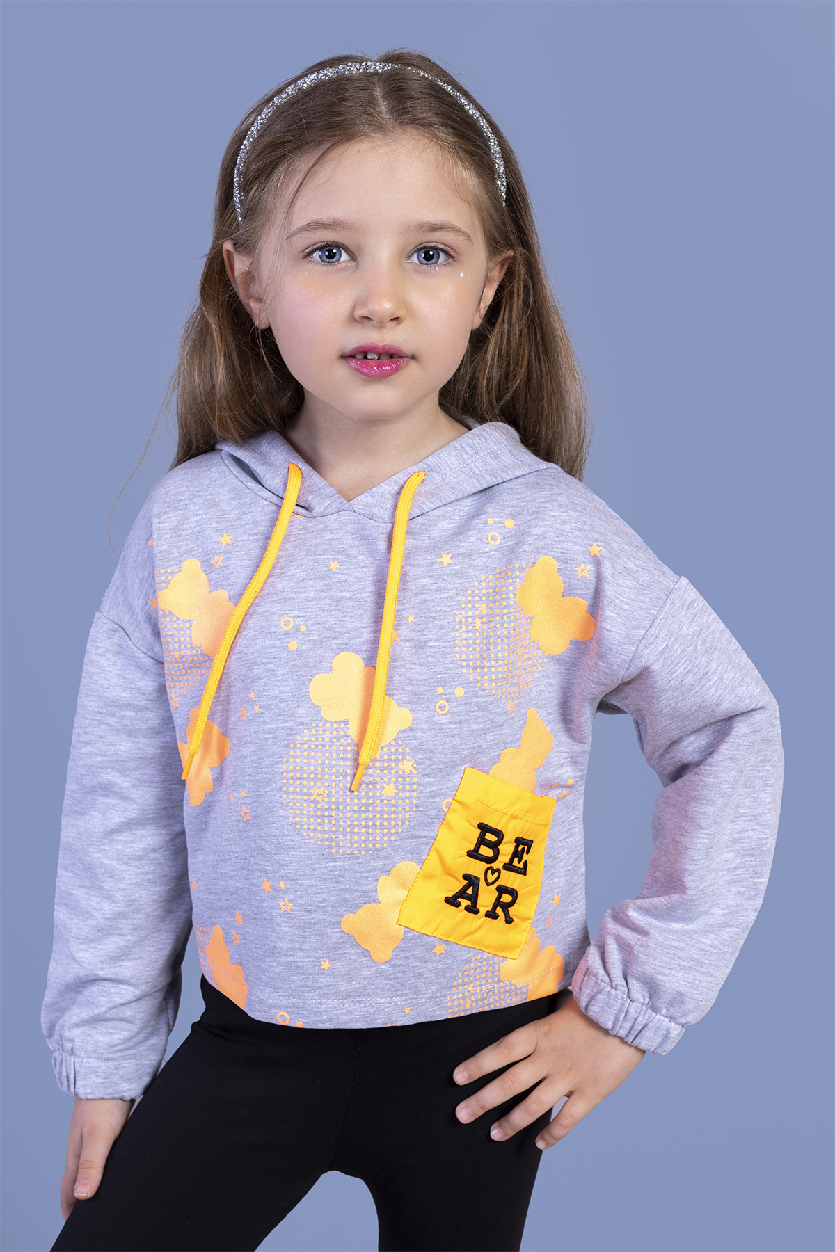 Toontoy Kız Çocuk Cep Detaylı Baskılı Sweatshirt