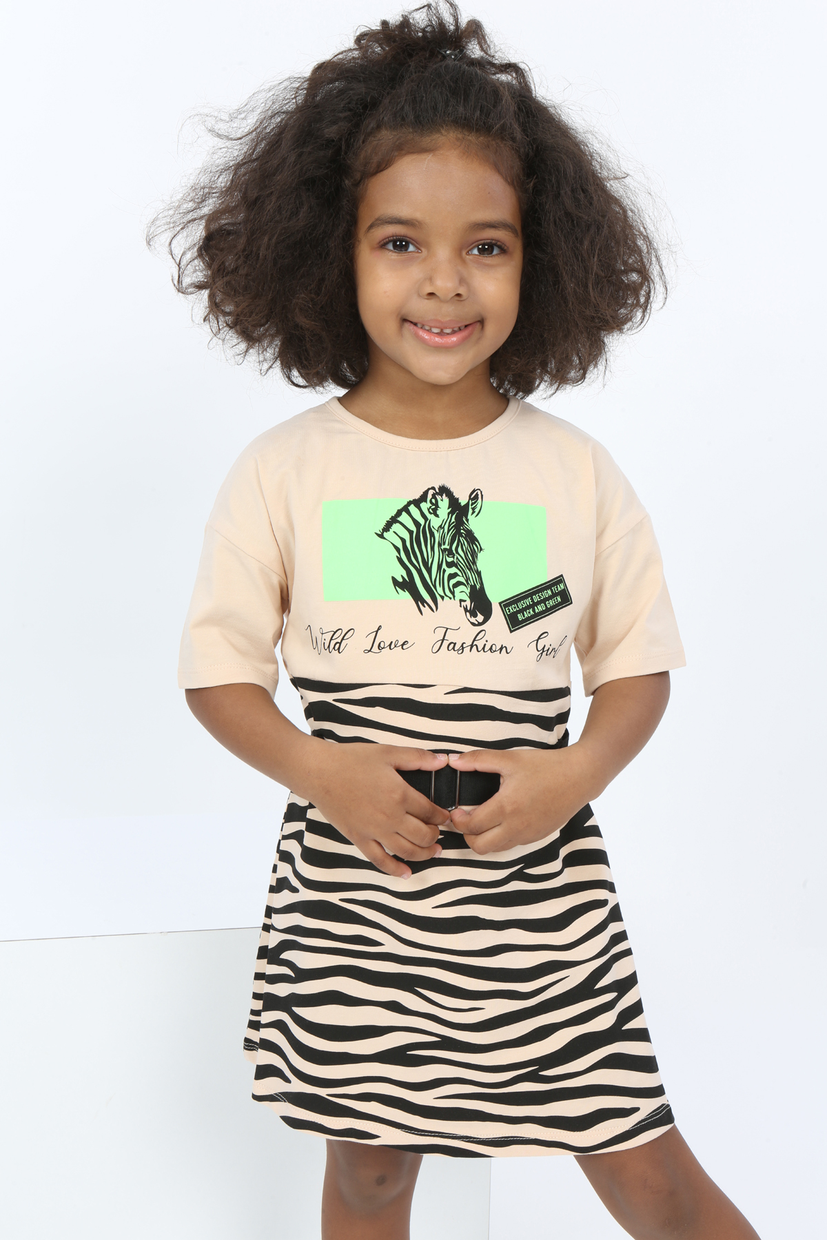 Toontoy Kız Çocuk Zebra Baskılı Elbise