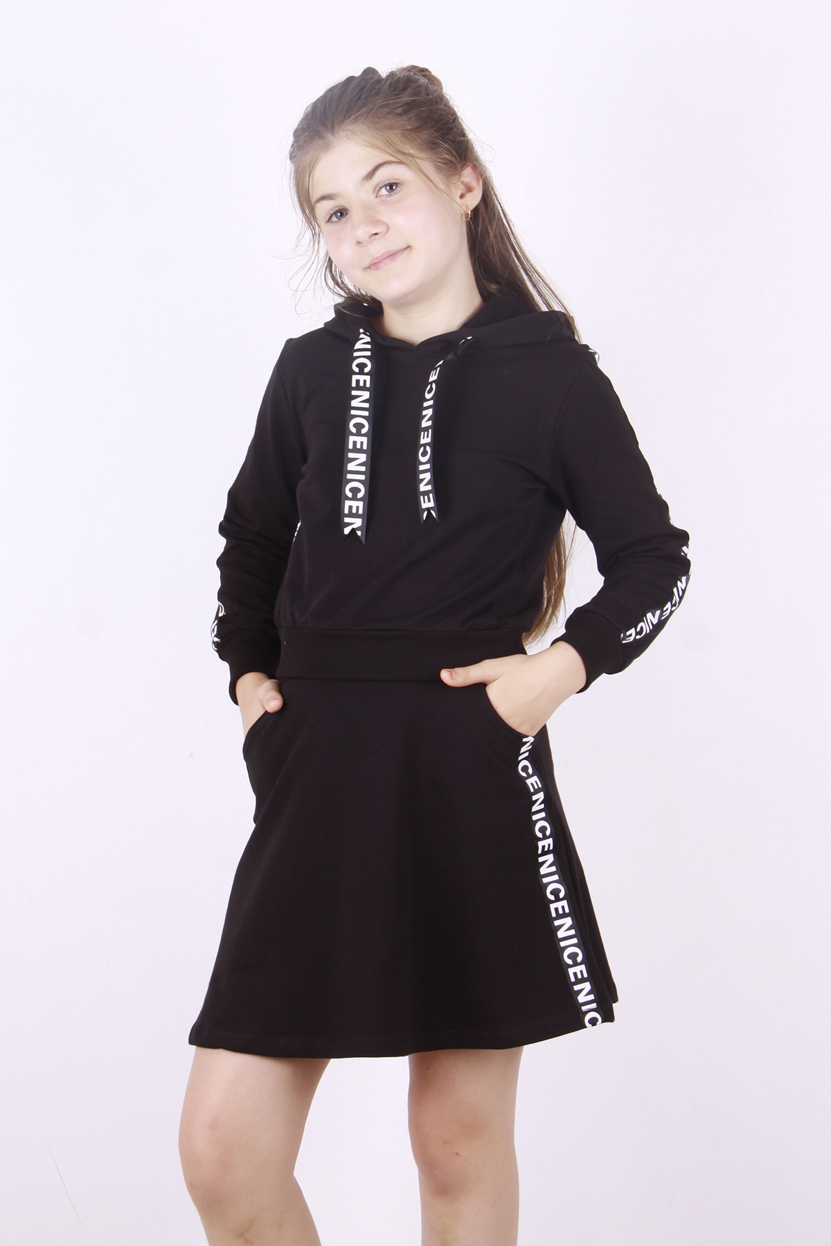 Toontoy Kız Çocuk Nice Şeritli Etekli Takım