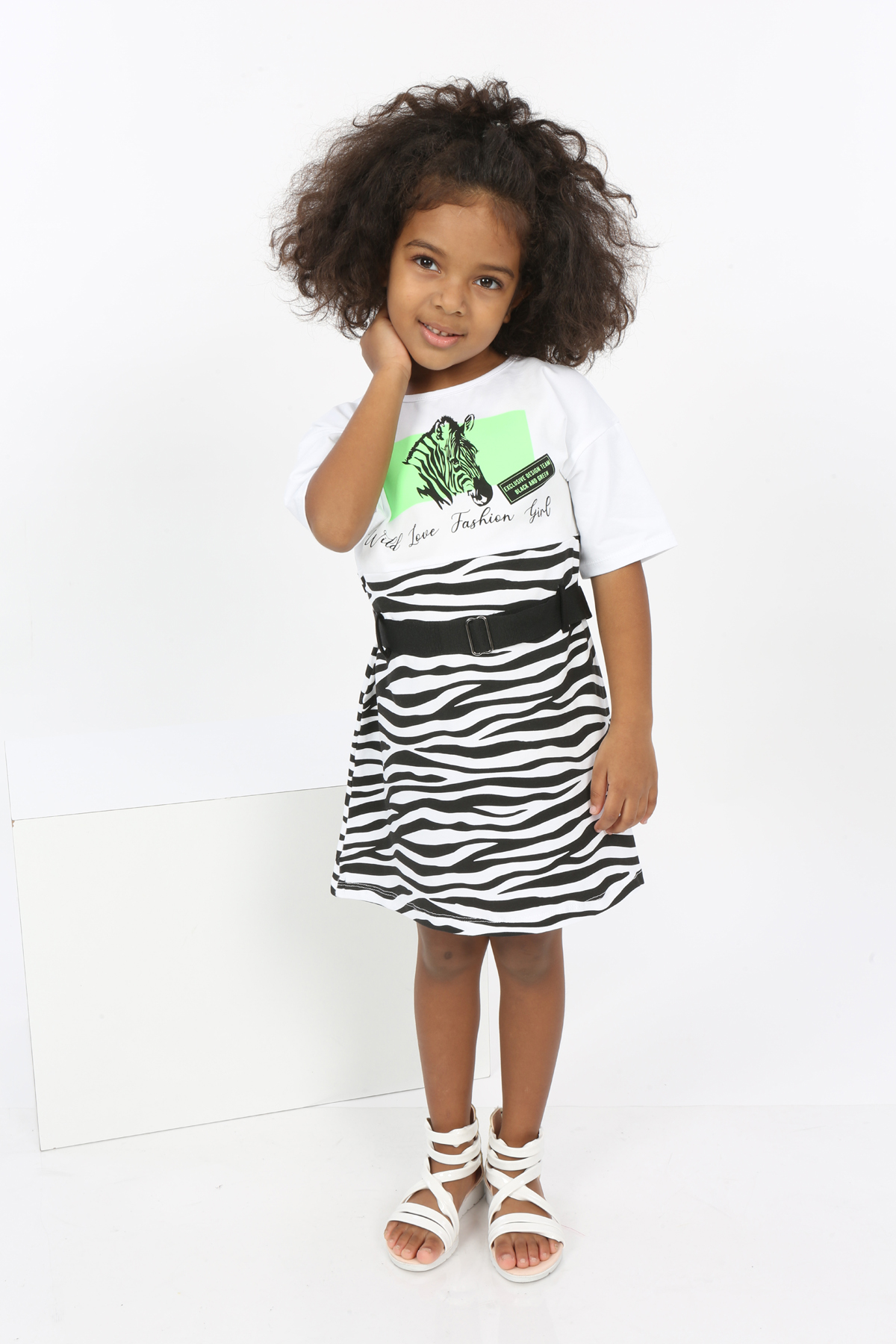 Toontoy Kız Çocuk Zebra Baskılı Elbise