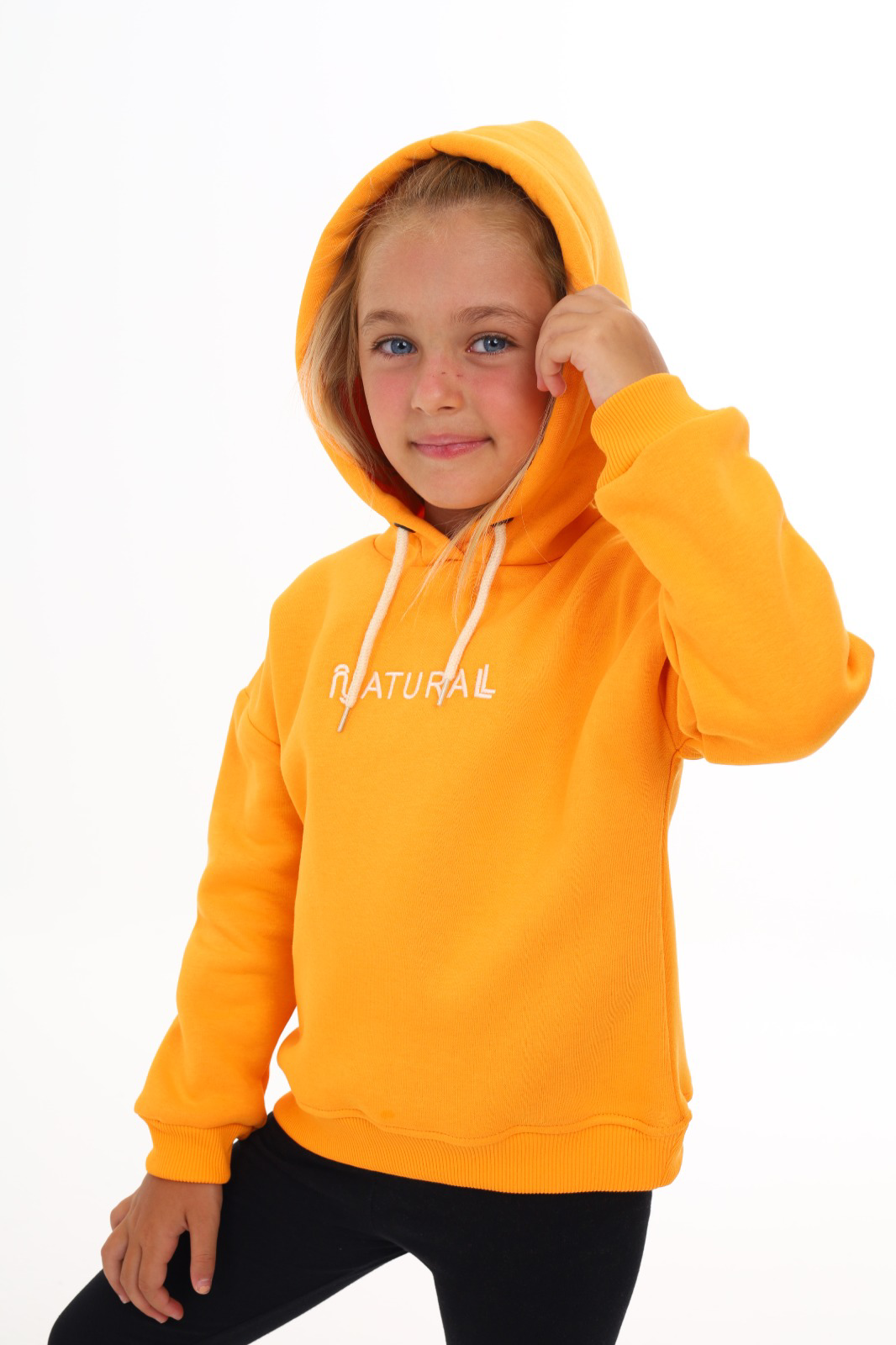 Toontoy Kız Çocuk Kapüşonlu Natural Nakışlı Sweatshirt