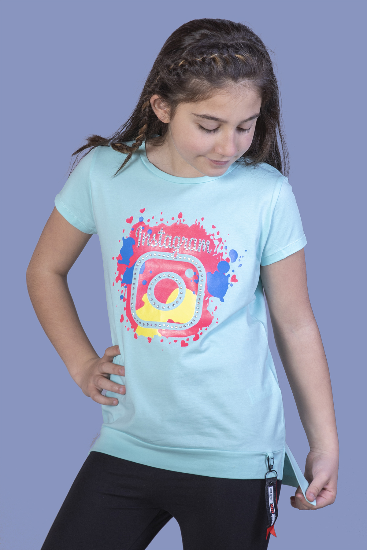 Toontoy  Kiz Çocuk Renkli İnstagram Baskili Tişört