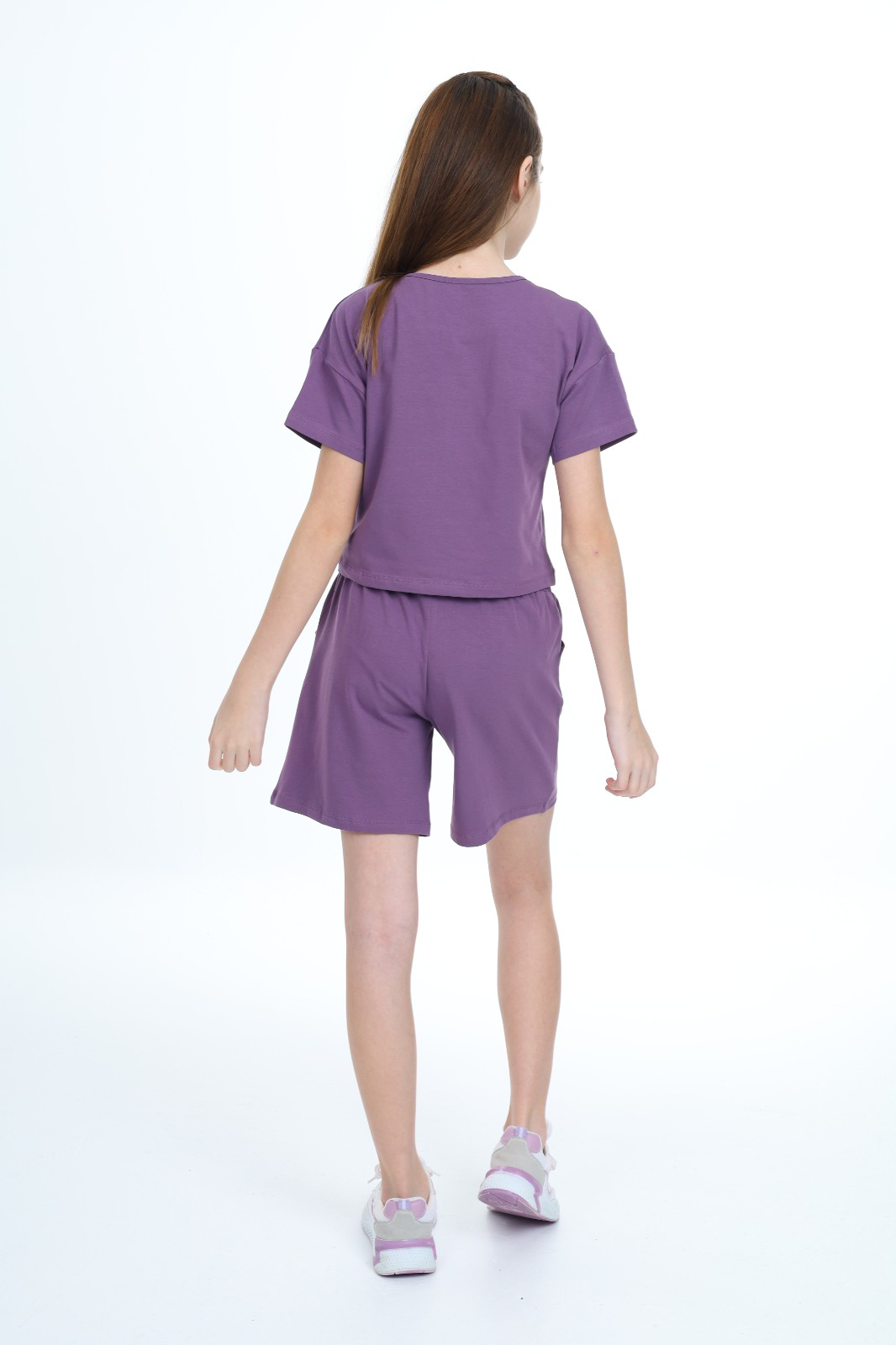 Toontoy  Kız Çocuk Crop Aloha Yazı Baskılı Şortlu Takım