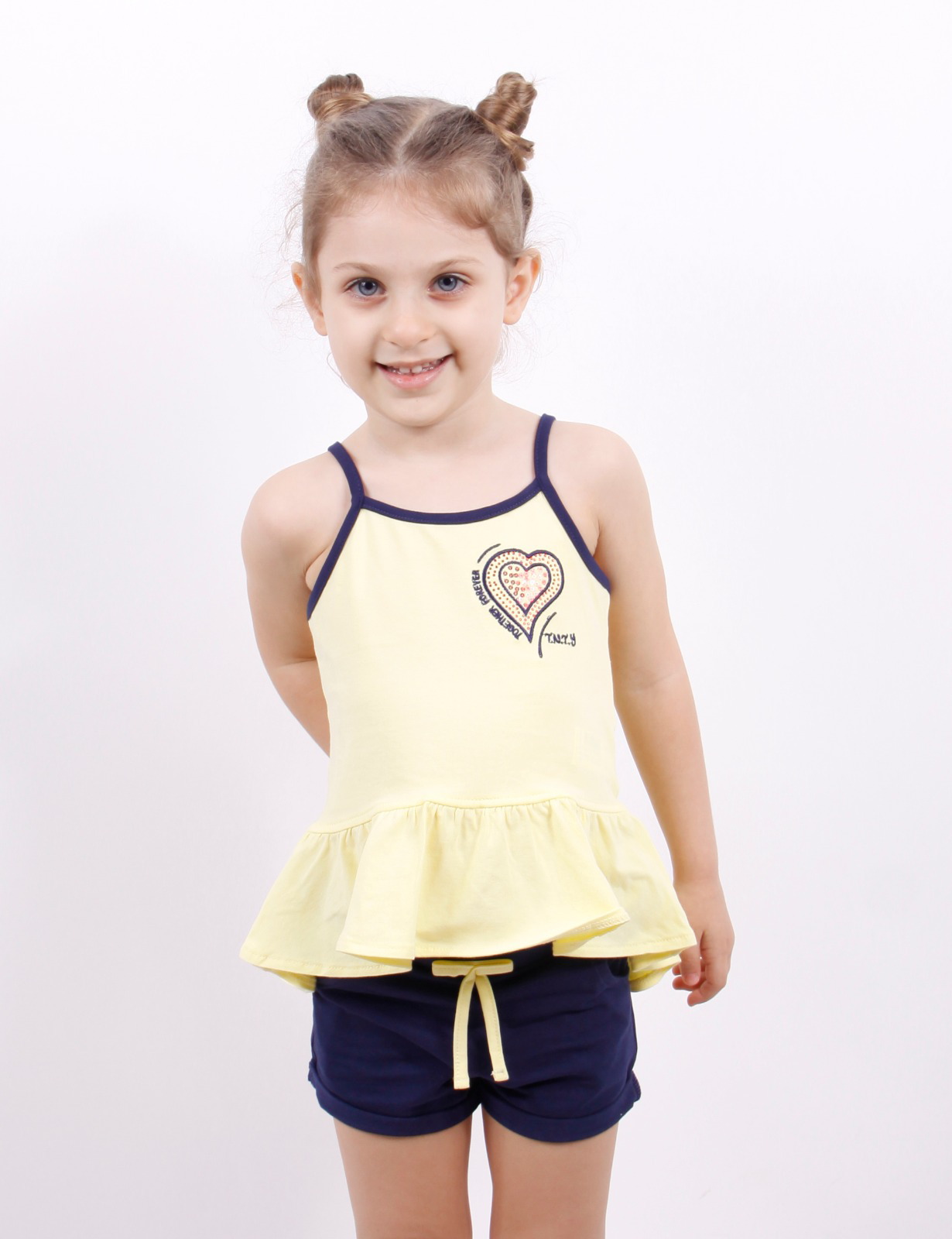 Toontoy Kız Çocuk Kalp Nakışlı Şortlu Takım