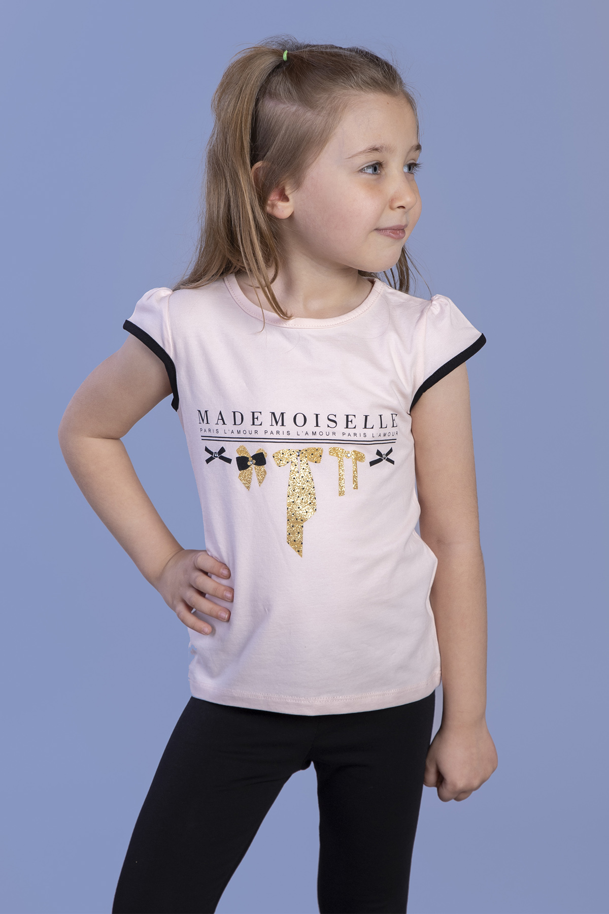 Toontoy Kız Çocuk Sim Baskılı Yarım Kollu T-Shirt
