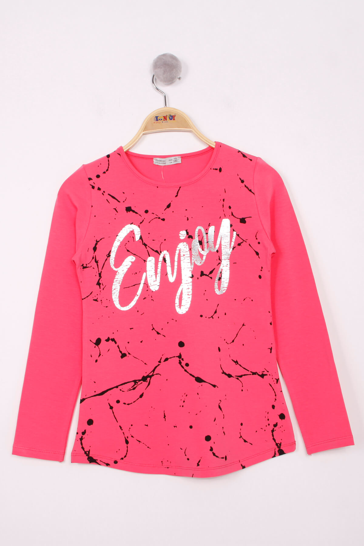 Toontoy Kız Çocuk Varaklı Enjoy Baskılı T-Shirt