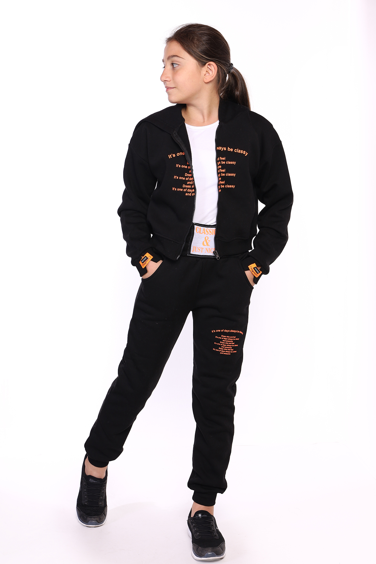 Toontoy Kız Çocuk Baskılı İçi Pamuklu Eşofman Takımı