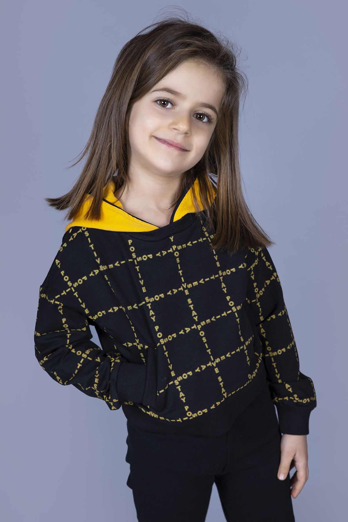 Toontoy Kız Çocuk Positive Baskılı Crop Sweatshirt