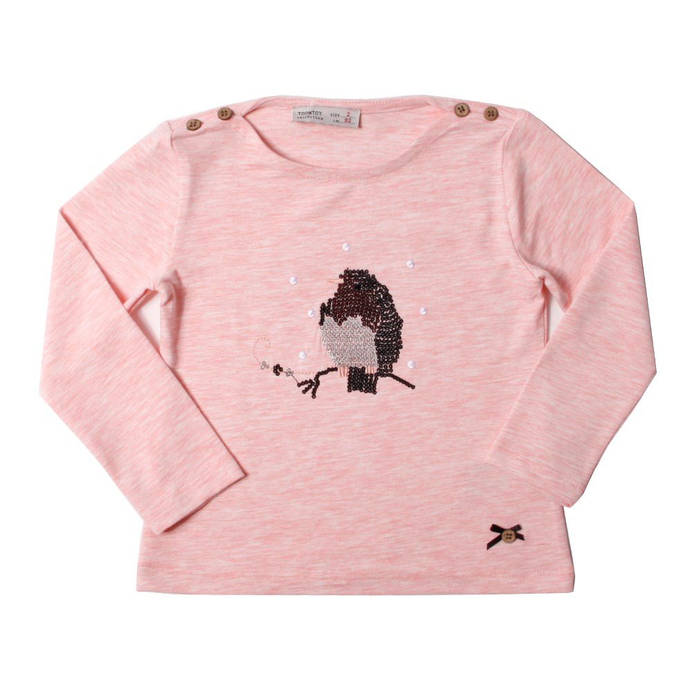 Toontoy Kız Çocuk Tişört Baykuş Nakışlı