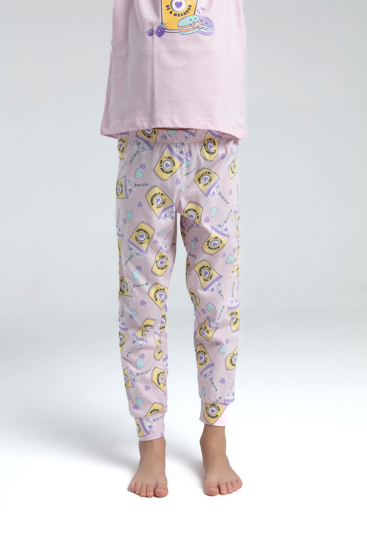 Toontoy Kız Çocuk I Like You Komple Baskılı Pijama Takım