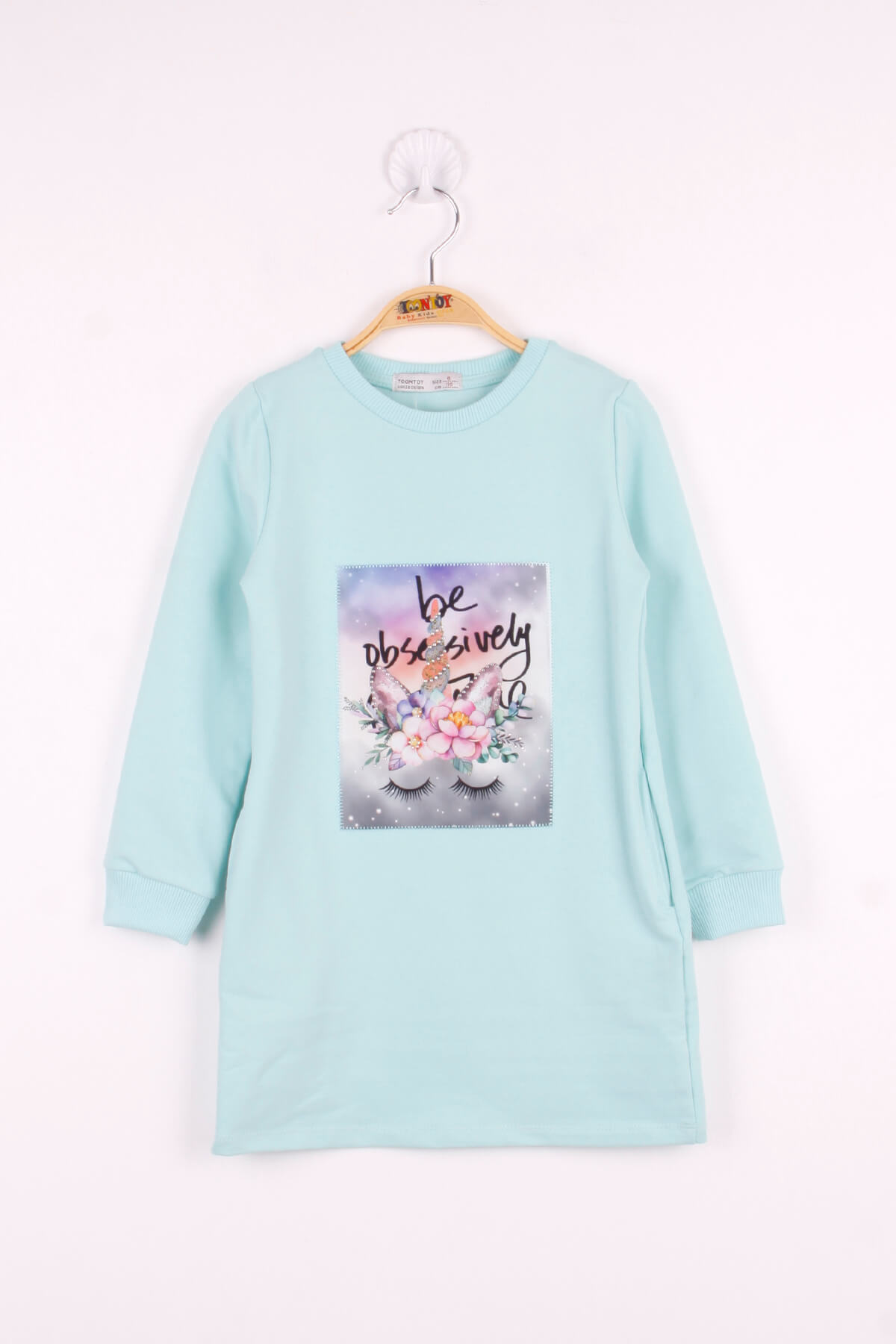 Toontoy Kız Çocuk Dijital Çiçek Baskılı Elbise