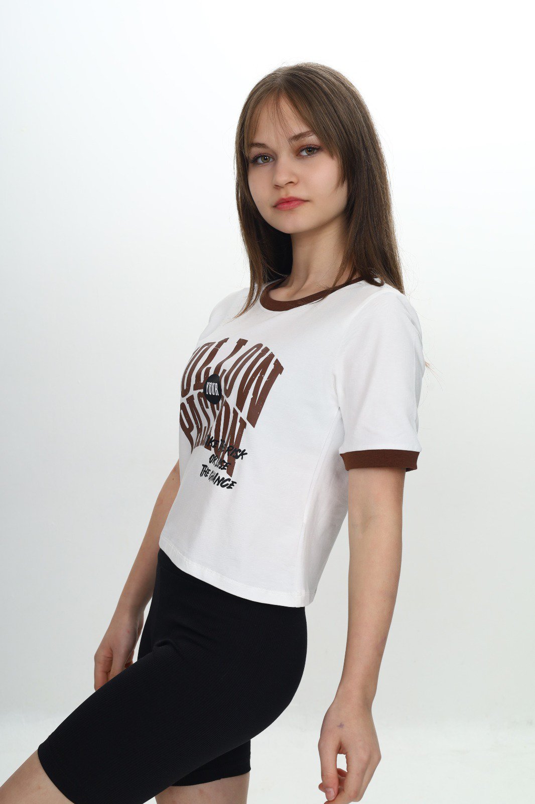Toontoy Kız Çocuk Crop Garni Baskılı Tişört