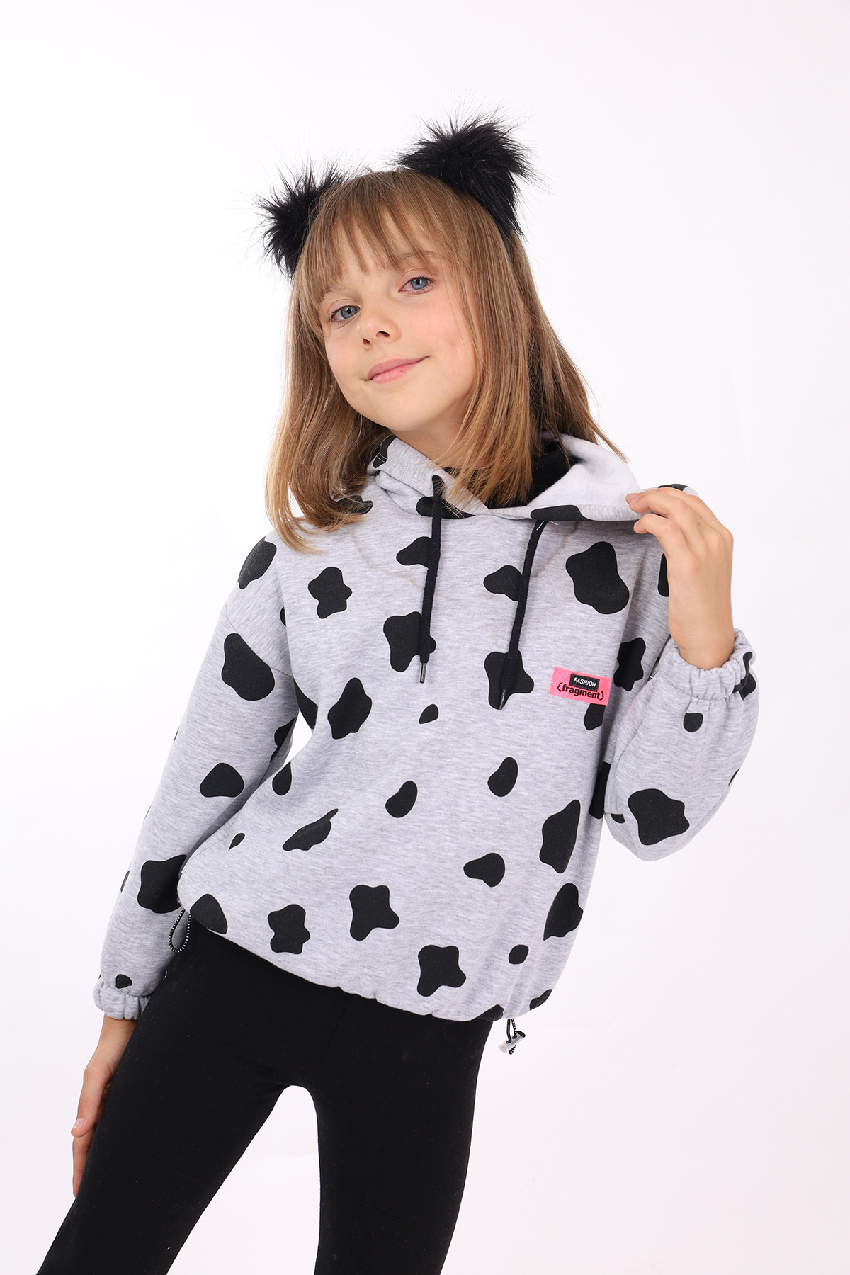 Toontoy Kız Çocuk Komple İnek Baskılı Sweatshirt