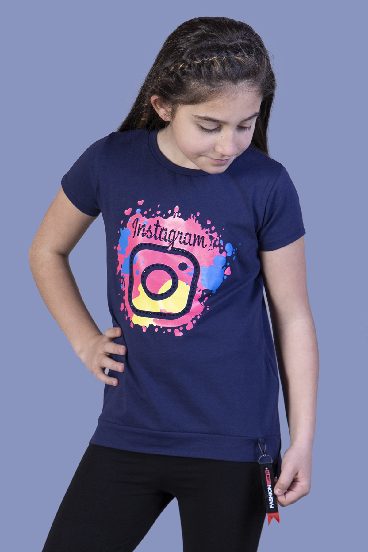 Toontoy  Kiz Çocuk Renkli İnstagram Baskili Tişört