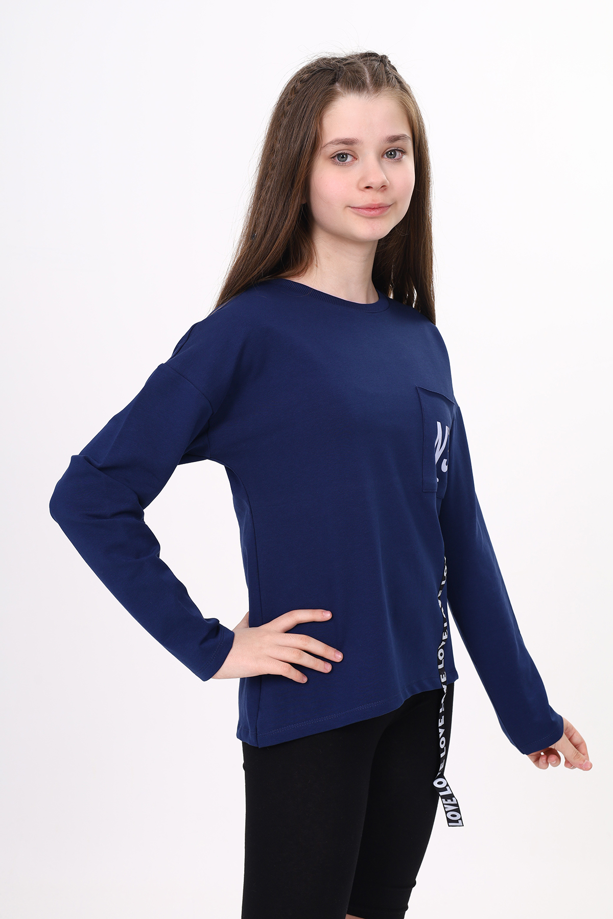 Toontoy Kız Çocuk Cep Üstü Baskılı Sweatshirt