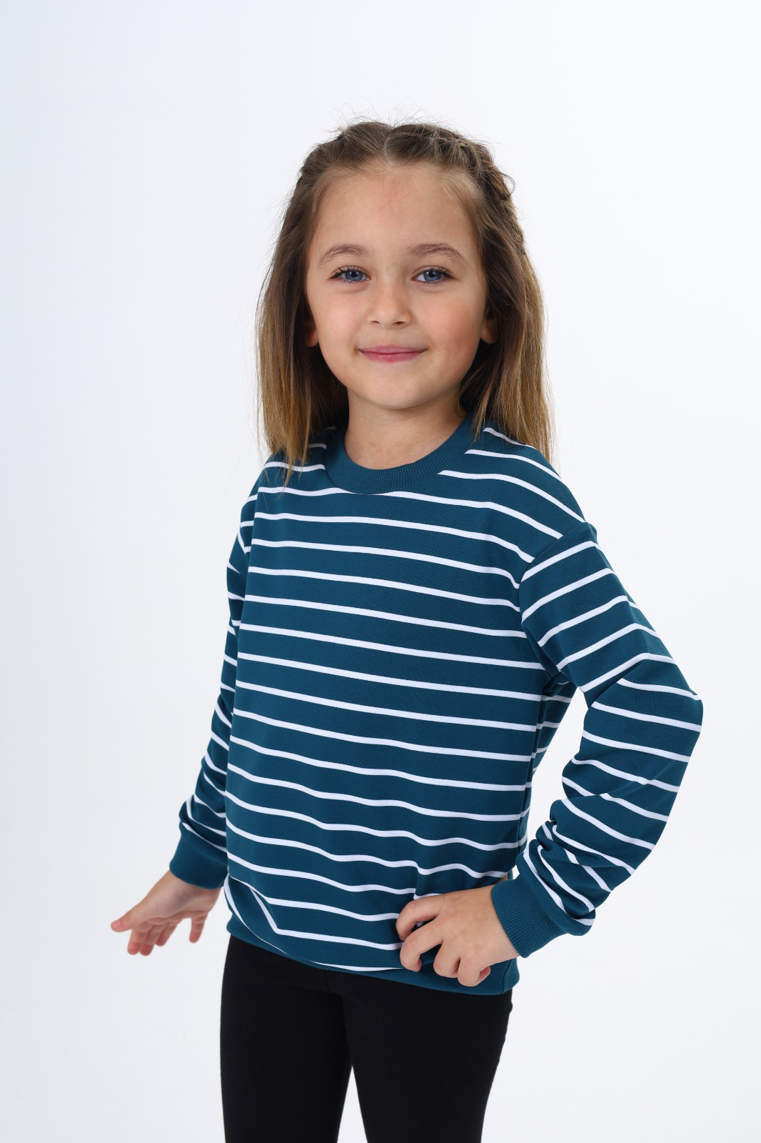 Toontoy Kız Çocuk Çizgili Sweatshirt